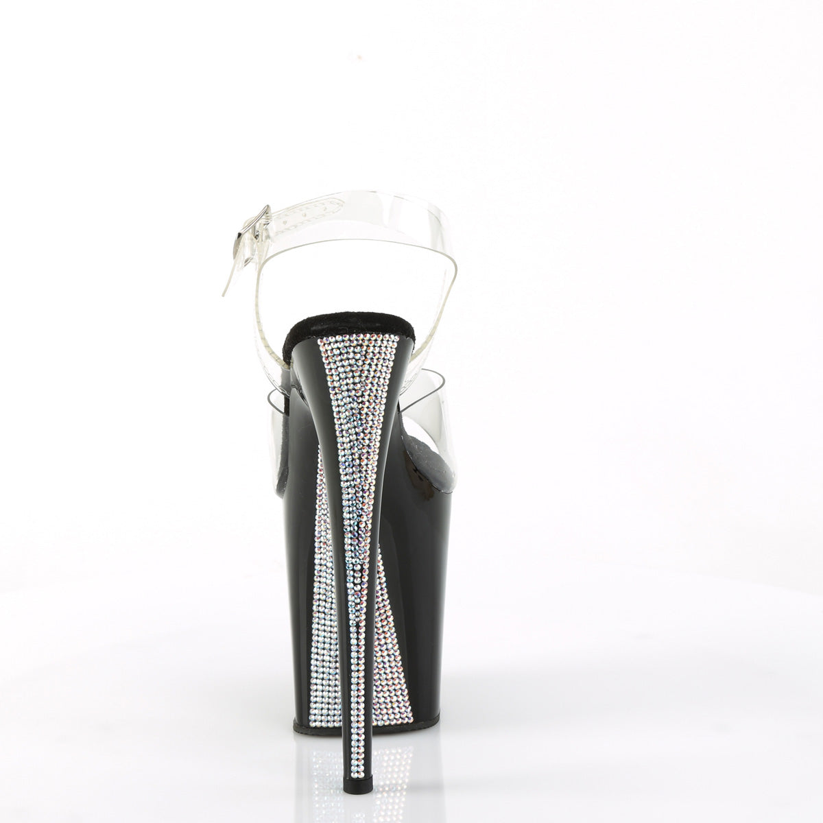 Pleaser Sandals FLAMINGO-808CRS-2 Clr/Blk-Slv RS
