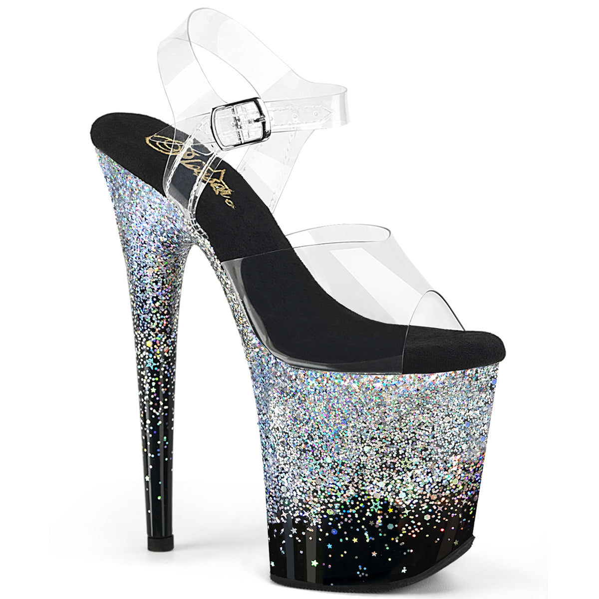Pleaser FLAMINGO-808SS Clr/Blk-Slv Multi Glitter
