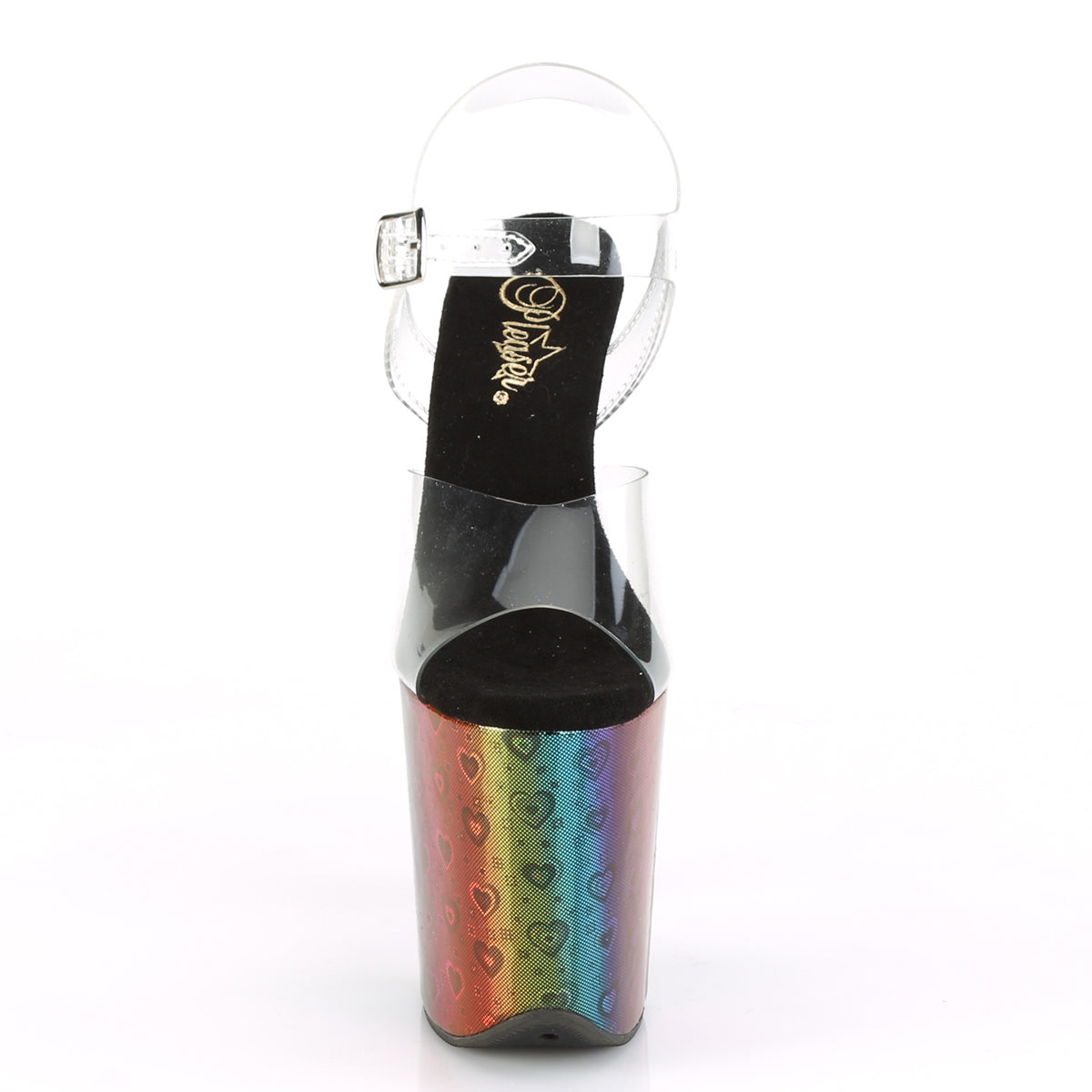 Pleaser Womens Sandals FLAMINGO-808WR Clr/Rainbow Hologram Wrapped