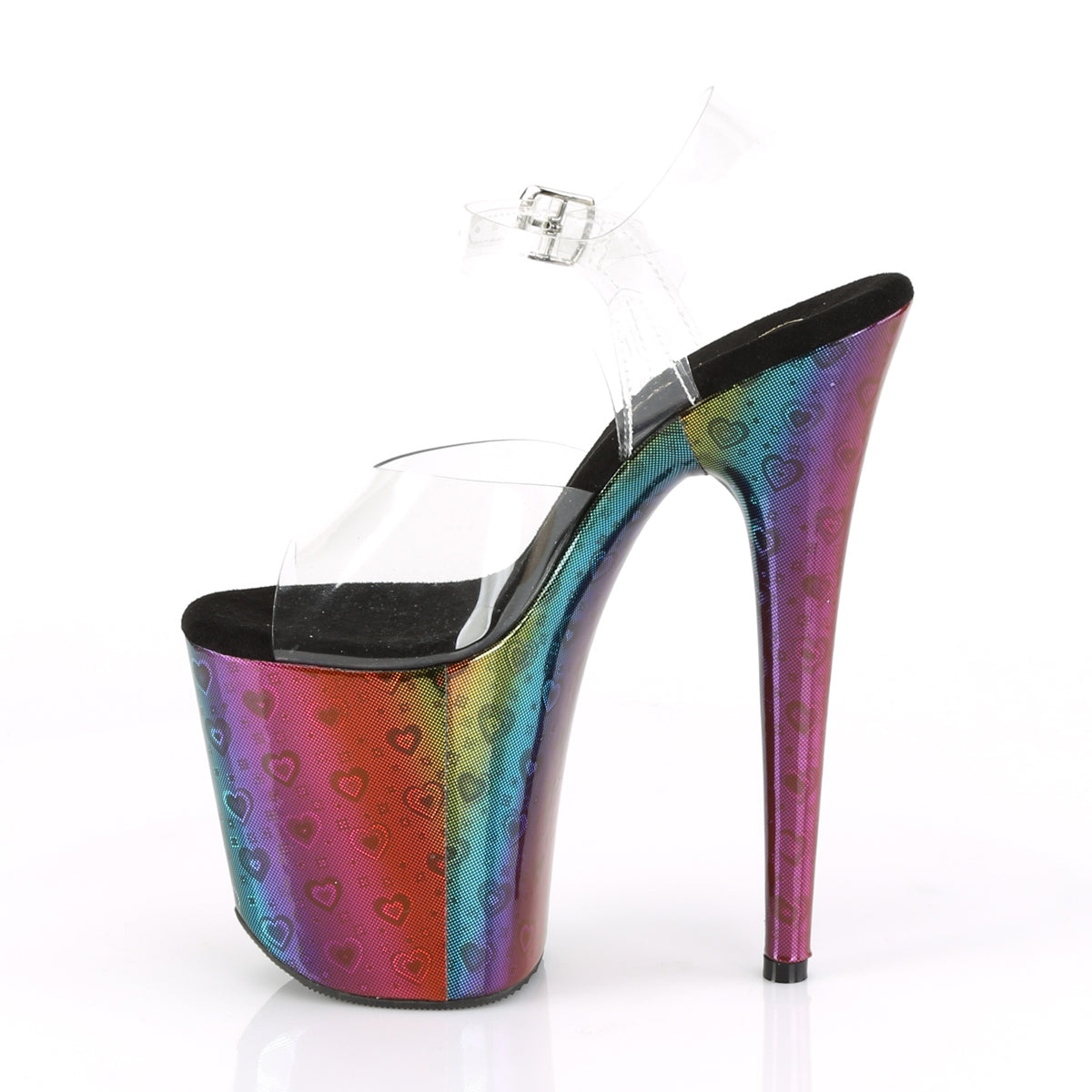 Pleaser Womens Sandals FLAMINGO-808WR Clr/Rainbow Hologram Wrapped