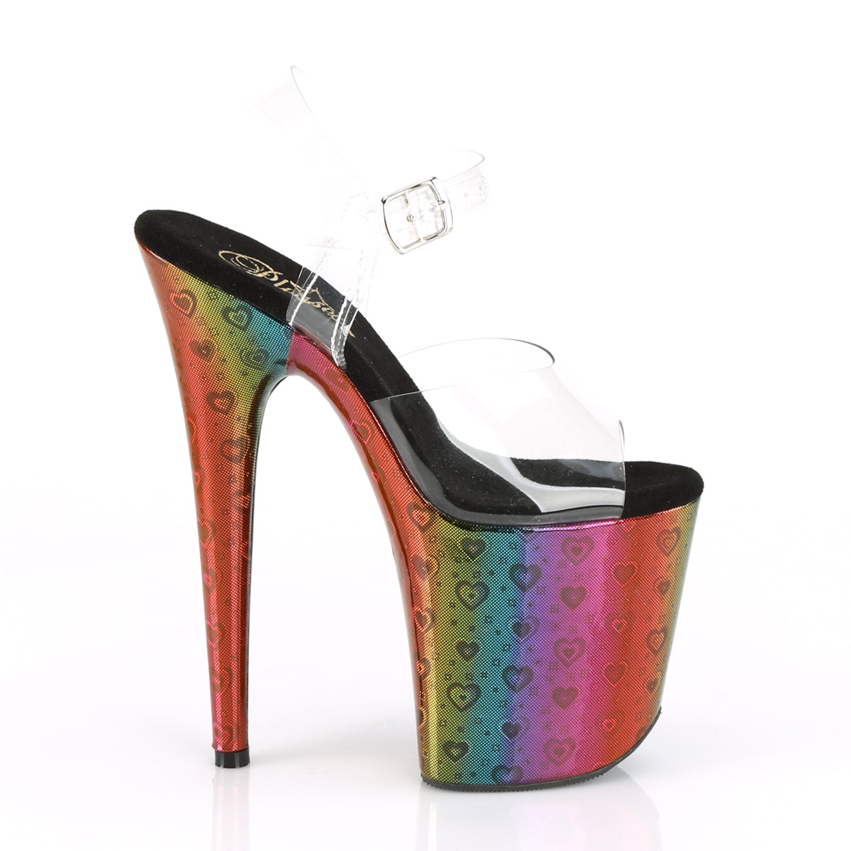 Pleaser Womens Sandals FLAMINGO-808WR Clr/Rainbow Hologram Wrapped