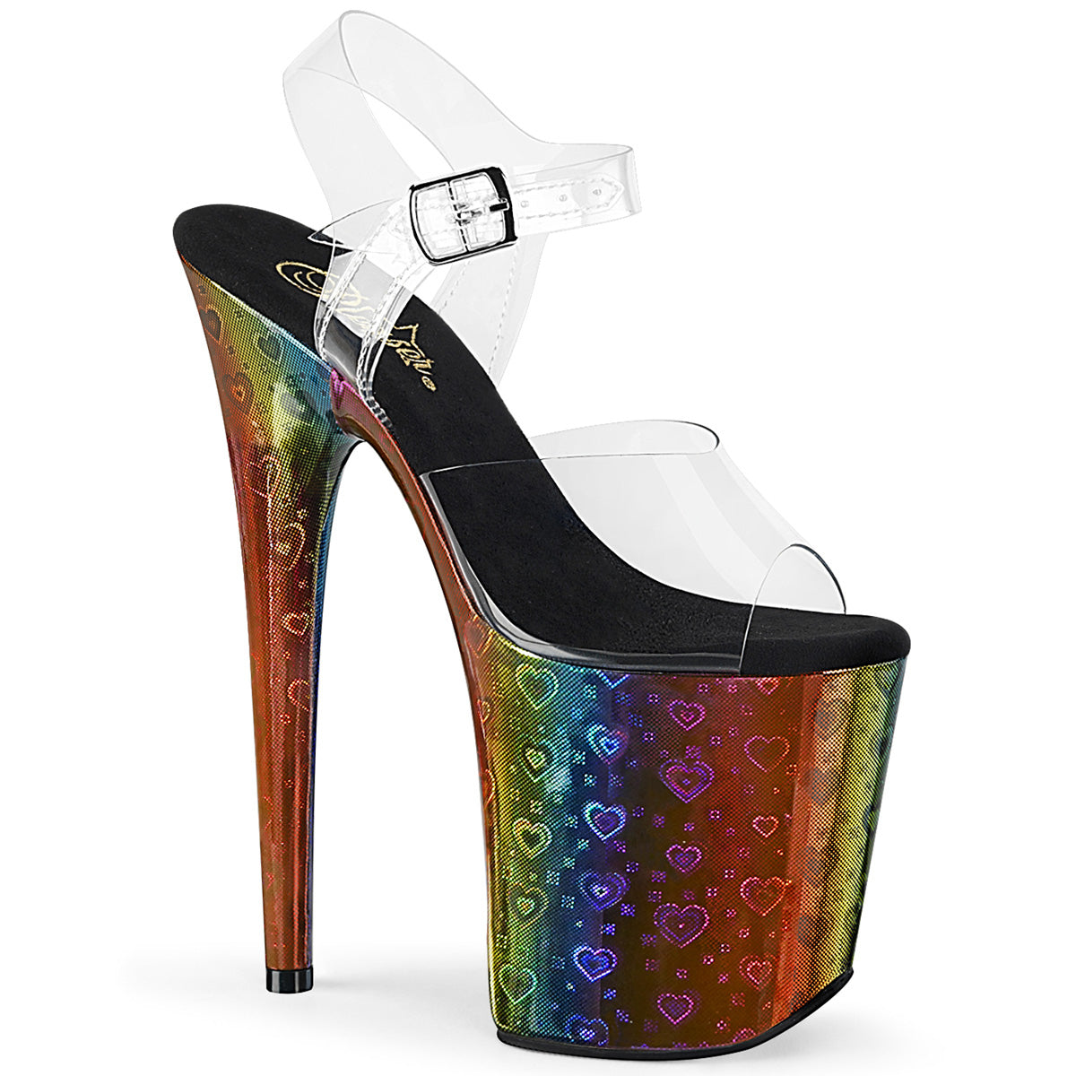 Pleaser Womens Sandals FLAMINGO-808WR Clr/Rainbow Hologram Wrapped