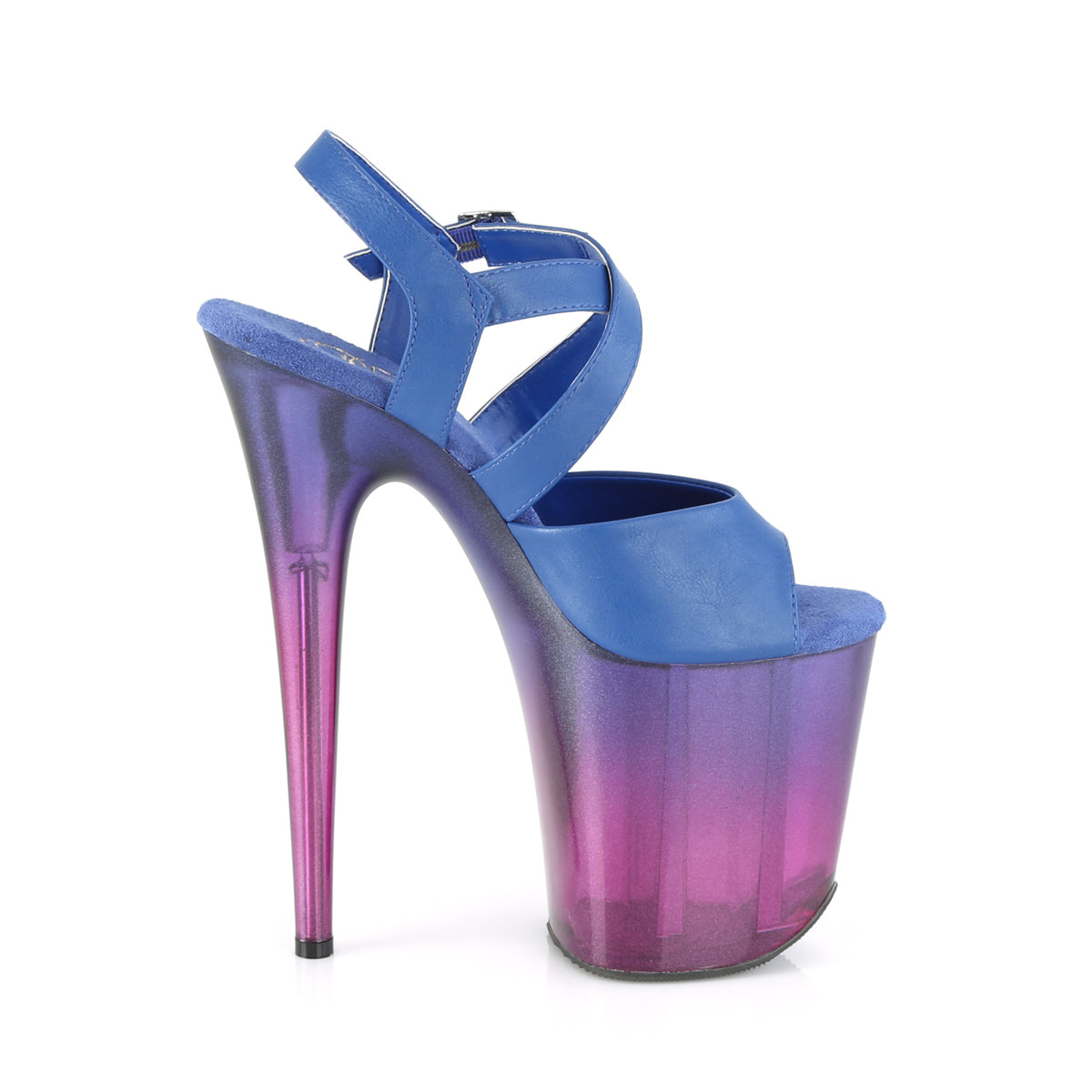 Pleaser Womens Sandals FLAMINGO-822T Blue Faux Leather/Blue-Purple Ombre