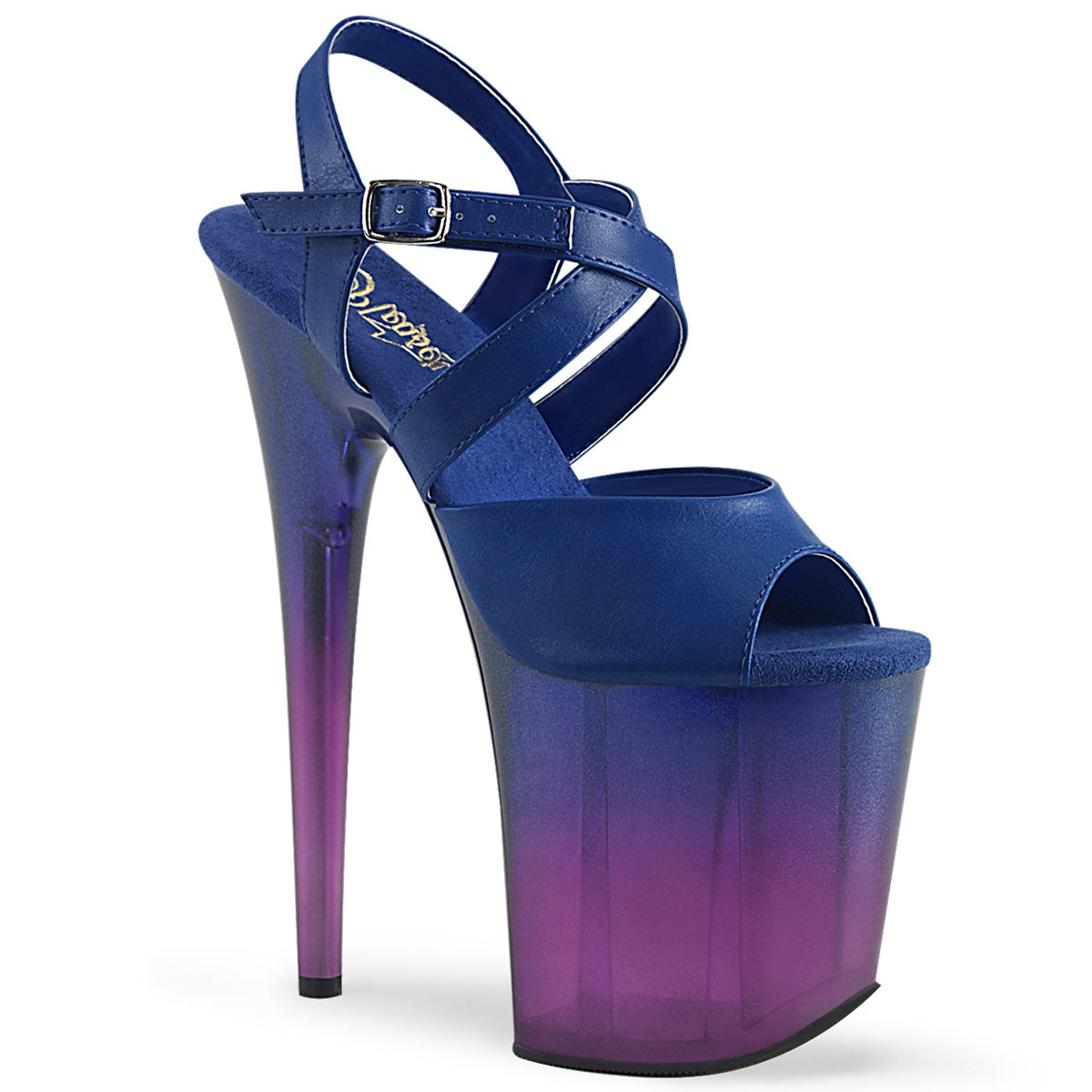 Pleaser Womens Sandals FLAMINGO-822T Blue Faux Leather/Blue-Purple Ombre