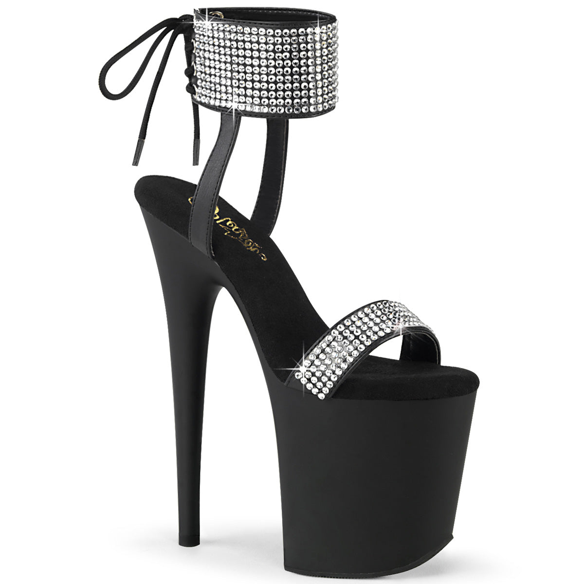 Pleaser FLAMINGO-870 Blk Faux Leather-RS/Blk Matte