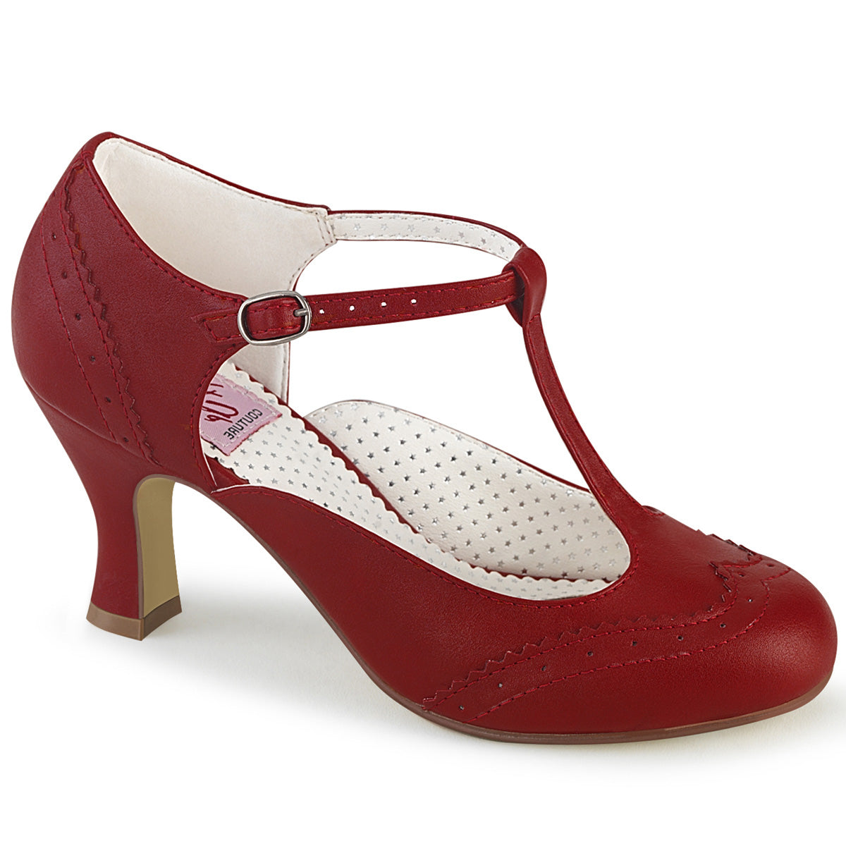 Pin Up Couture Womens Pumps FLAPPER-26 Red Faux Leather