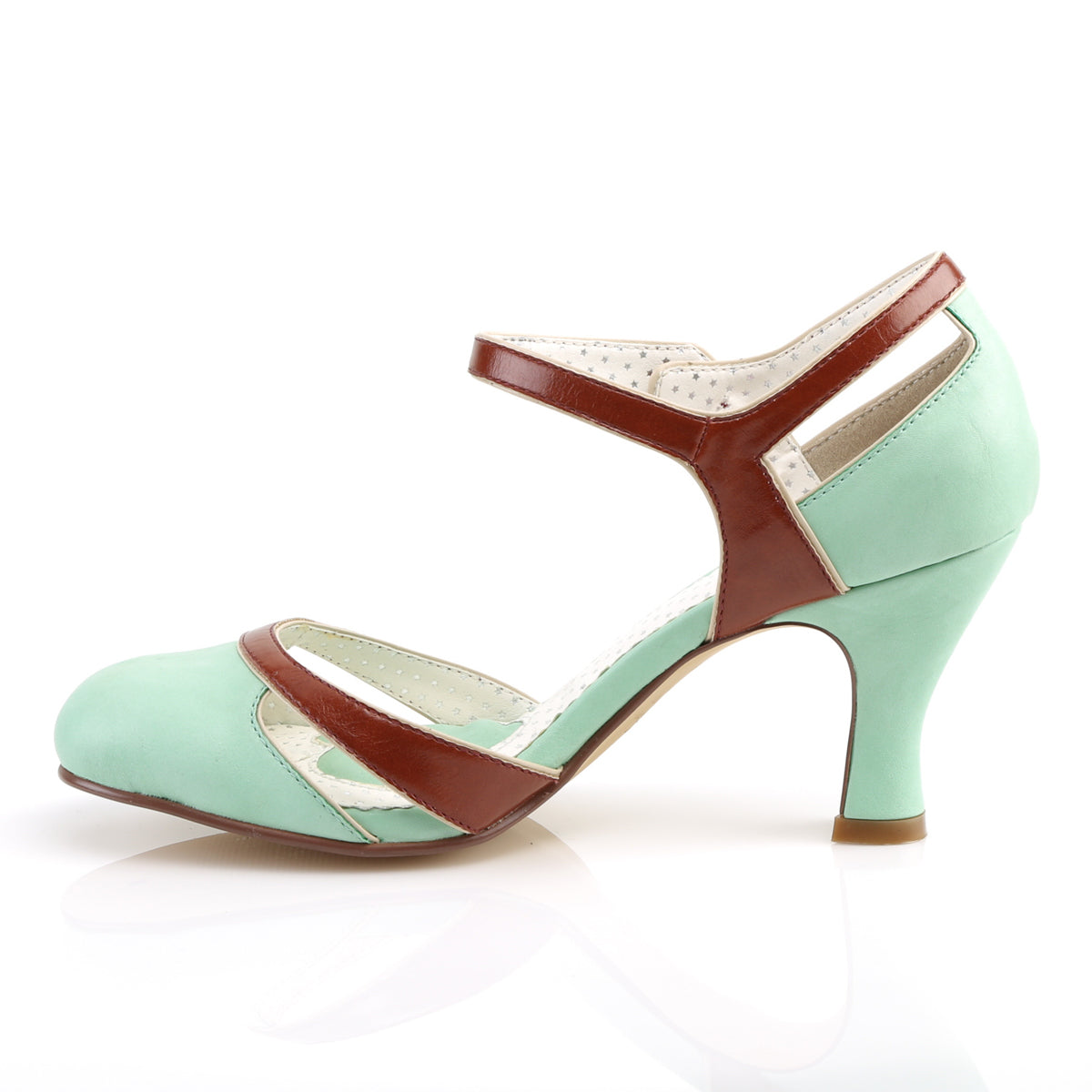 Pin Up Couture Womens Pumps FLAPPER-27 Mint-Brown Faux Leather