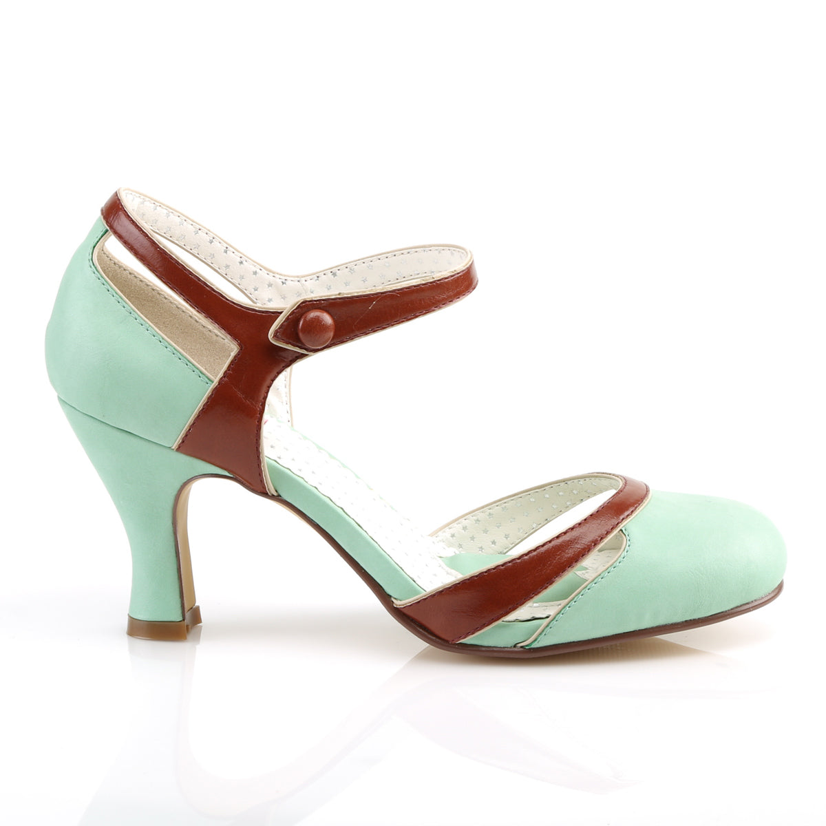 Pin Up Couture Womens Pumps FLAPPER-27 Mint-Brown Faux Leather