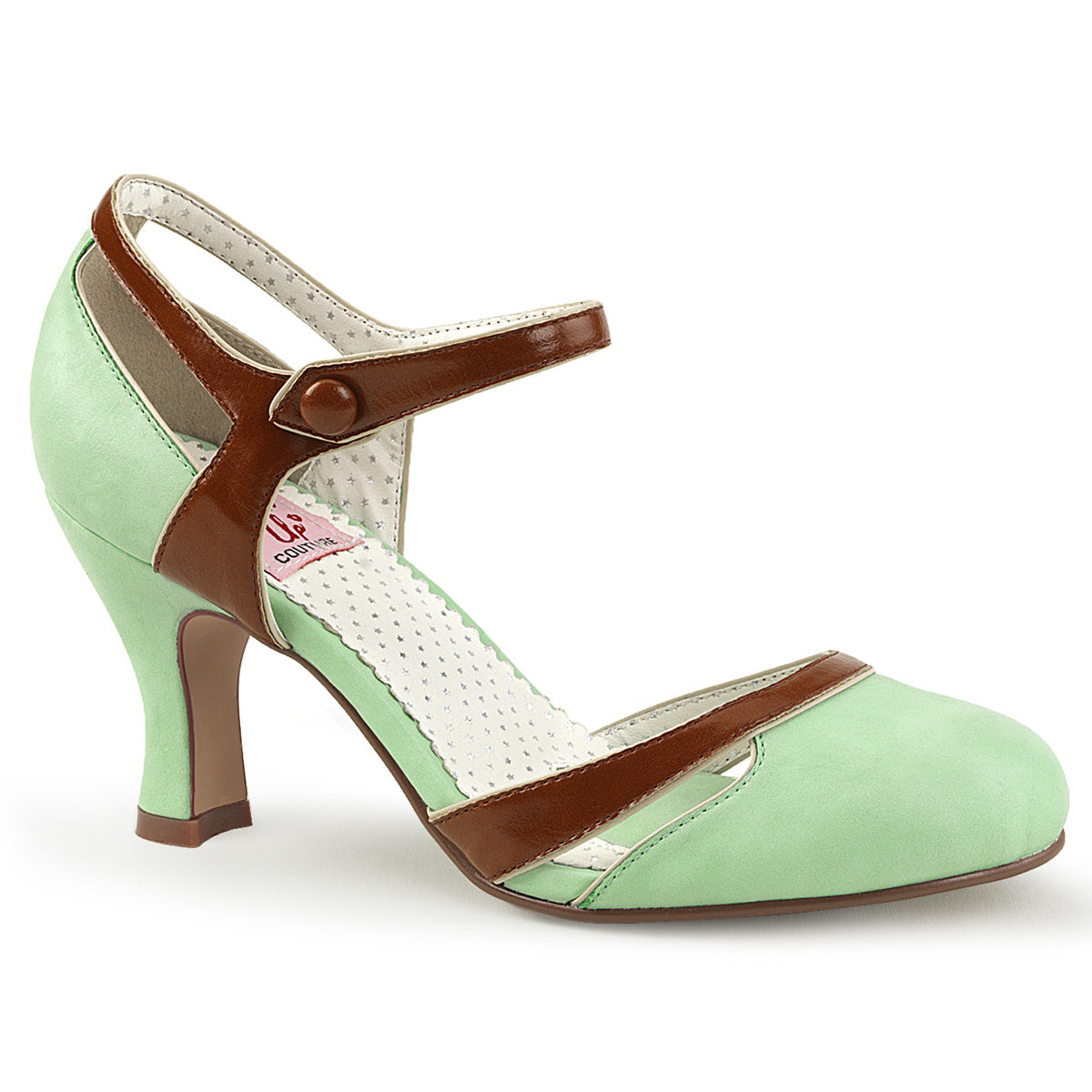 Pin Up Couture Womens Pumps FLAPPER-27 Mint-Brown Faux Leather