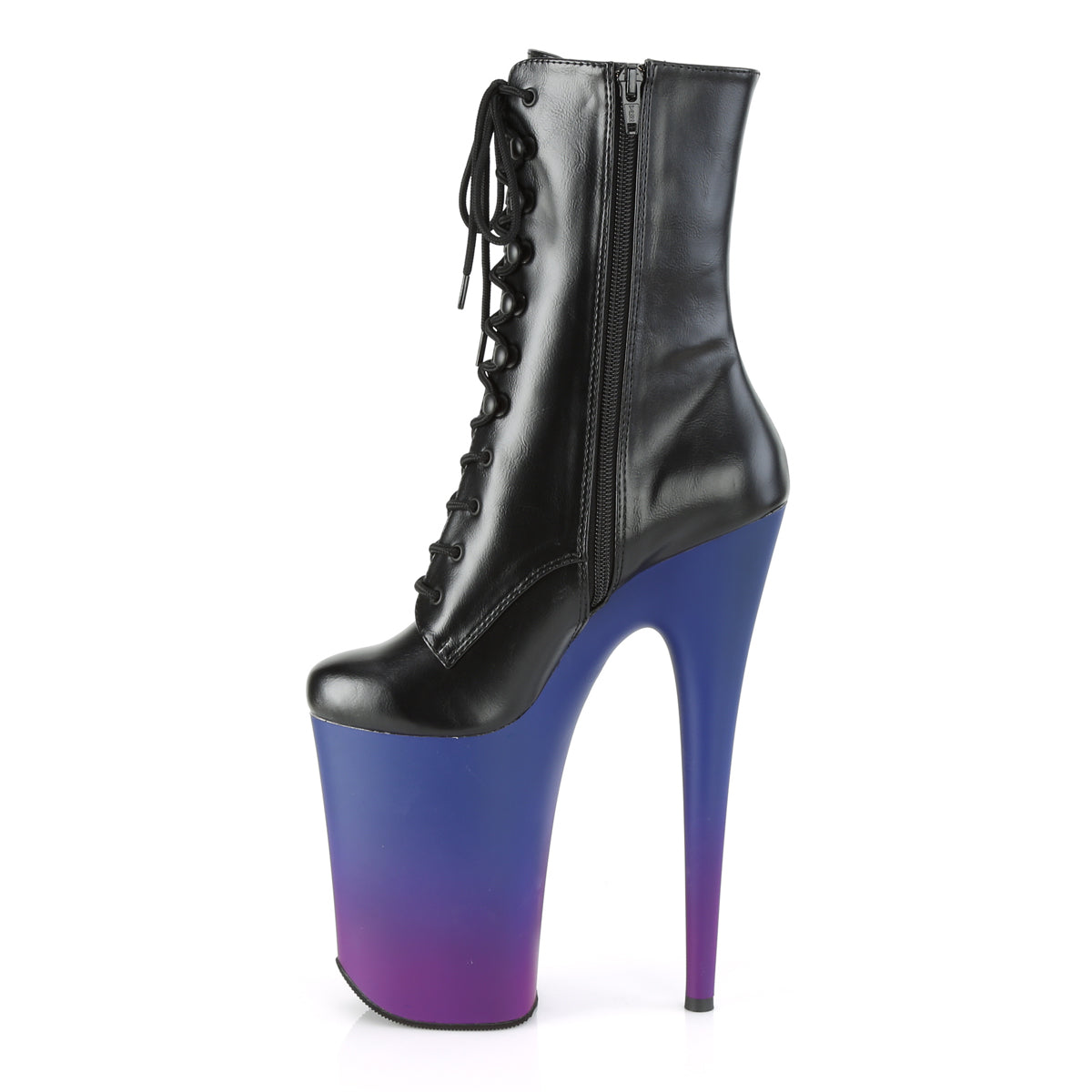Pleaser Womens Ankle Boots INFINITY-1020BP Blk Faux Leather/Blue-Purple Ombre