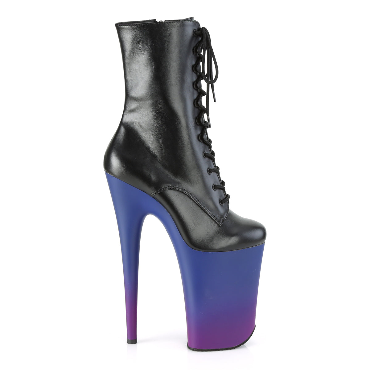 Pleaser Womens Ankle Boots INFINITY-1020BP Blk Faux Leather/Blue-Purple Ombre