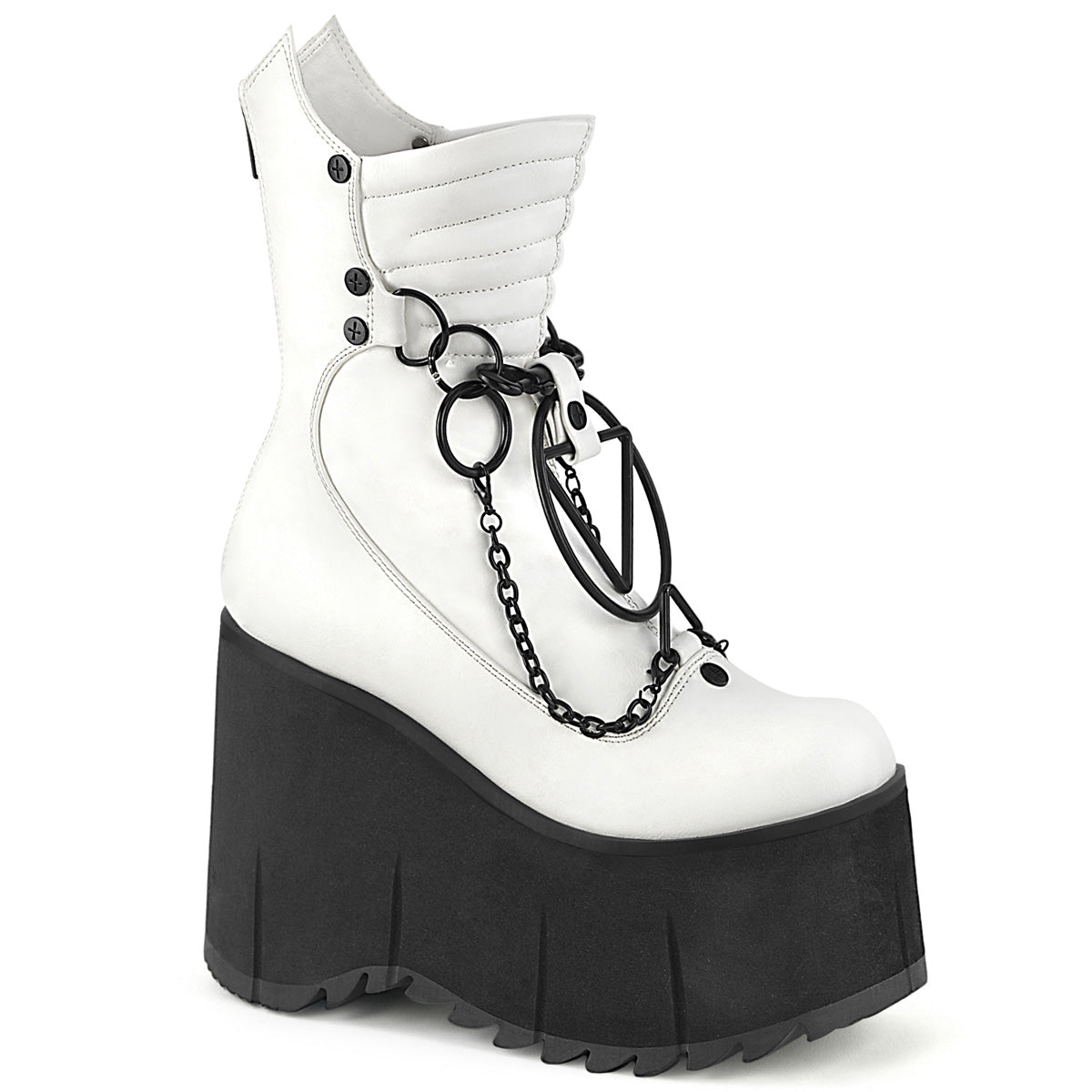 DemoniaCult Ankle Boots KERA-130 Wht Vegan Leather
