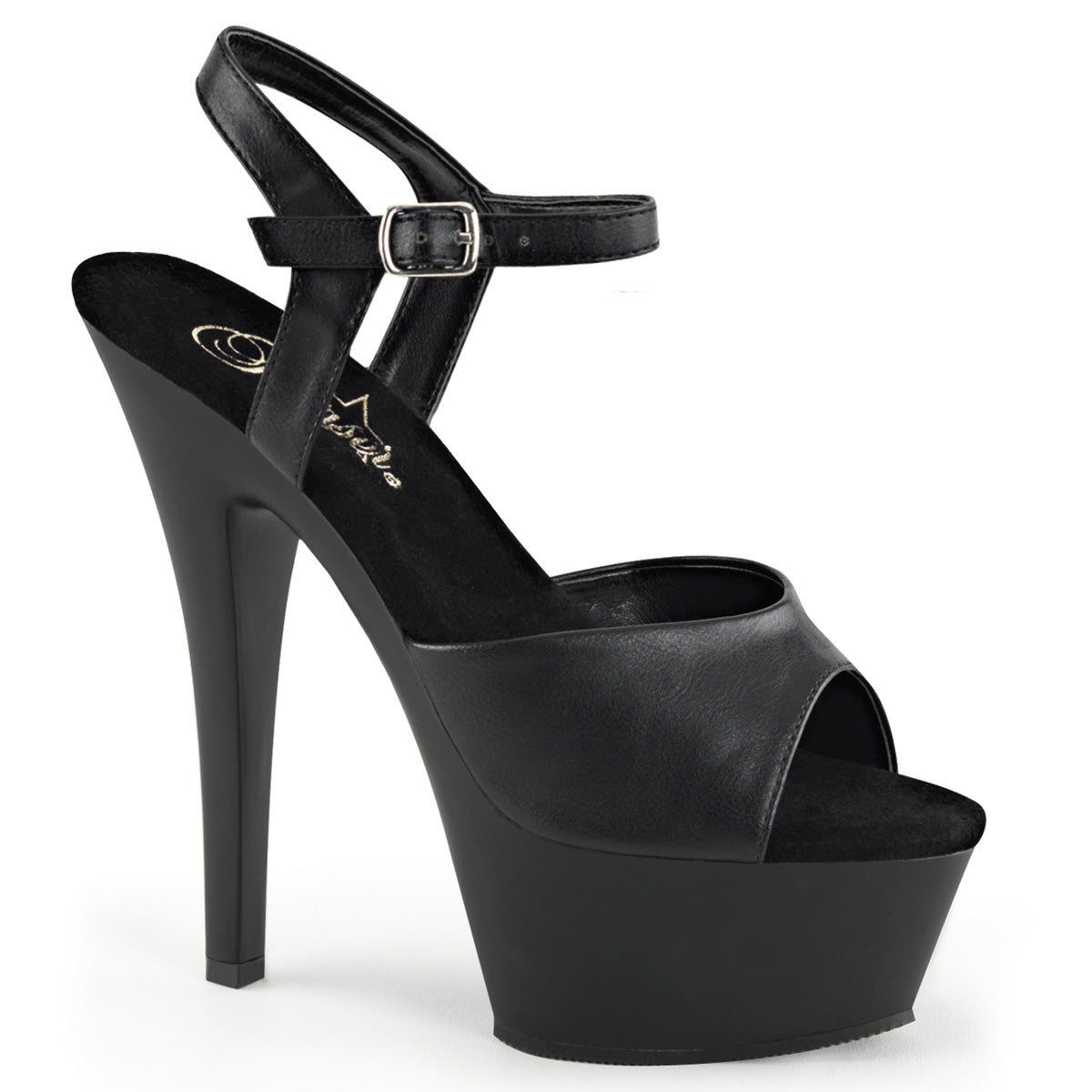 Pleaser Womens Sandals KISS-209 Blk Faux Leather/Blk Matte