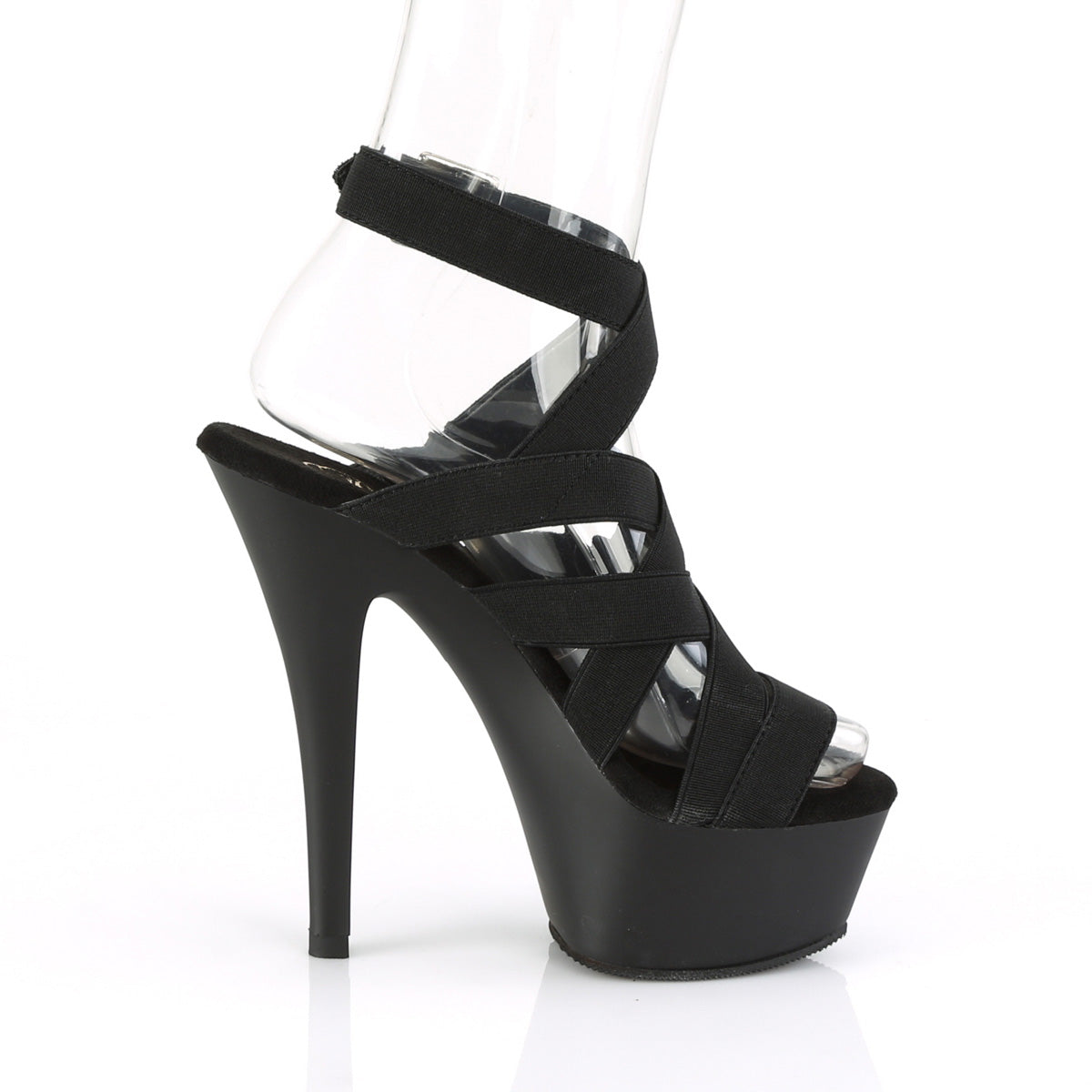 Pleaser Womens Sandals KISS-241 Blk Elastic Band/Blk Matte