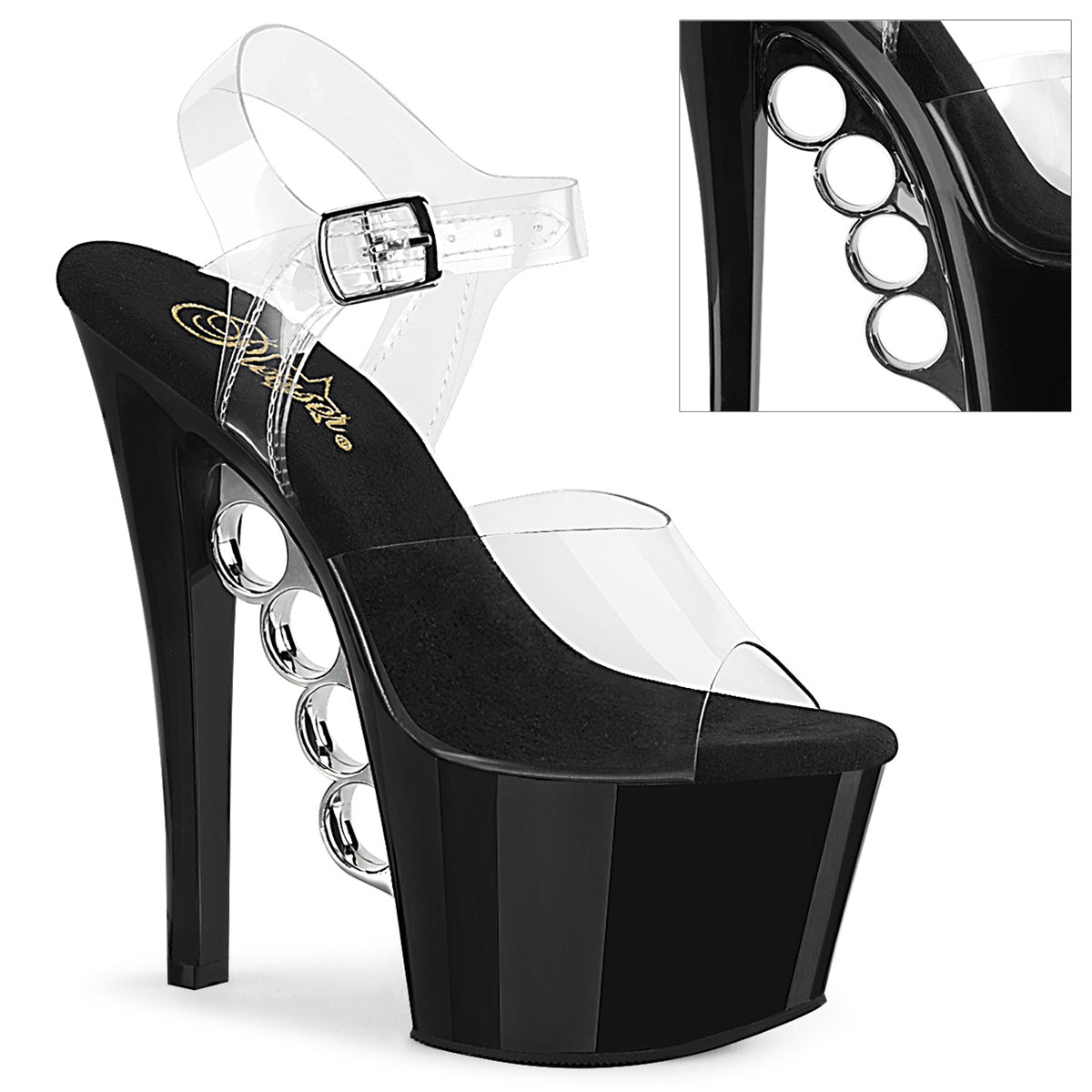 Pleaser Womens Sandals KNUCKS-708 Clr/Blk