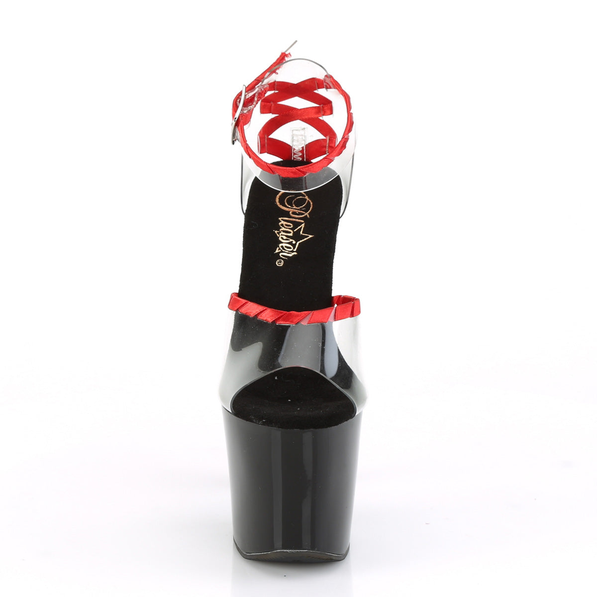 Pleaser Womens Sandals LOVESICK-712 Clr-Red/Blk-Red