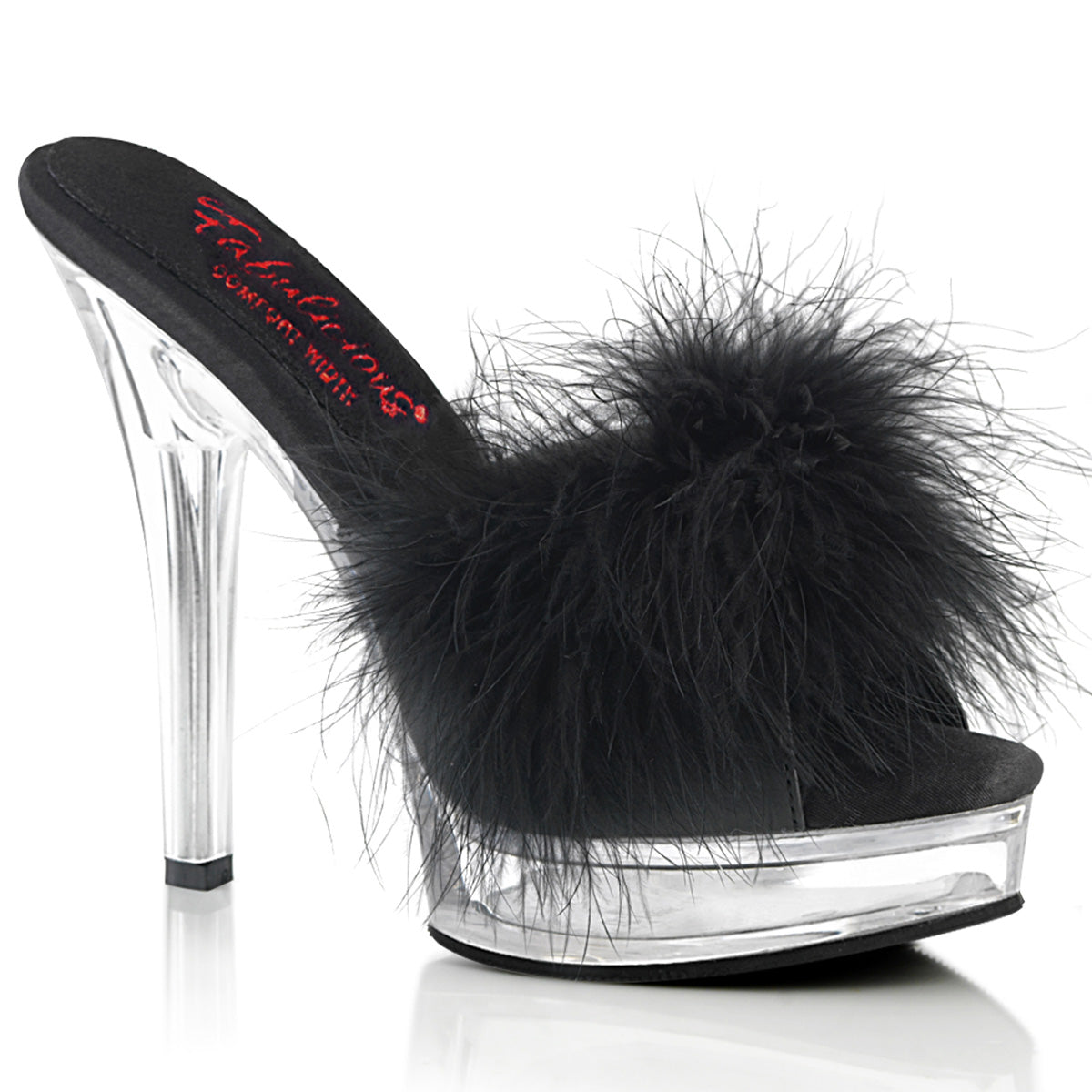 Fabulicious Sandals MAJESTY-501F-8 Blk Faux Leather-Fur/Clr