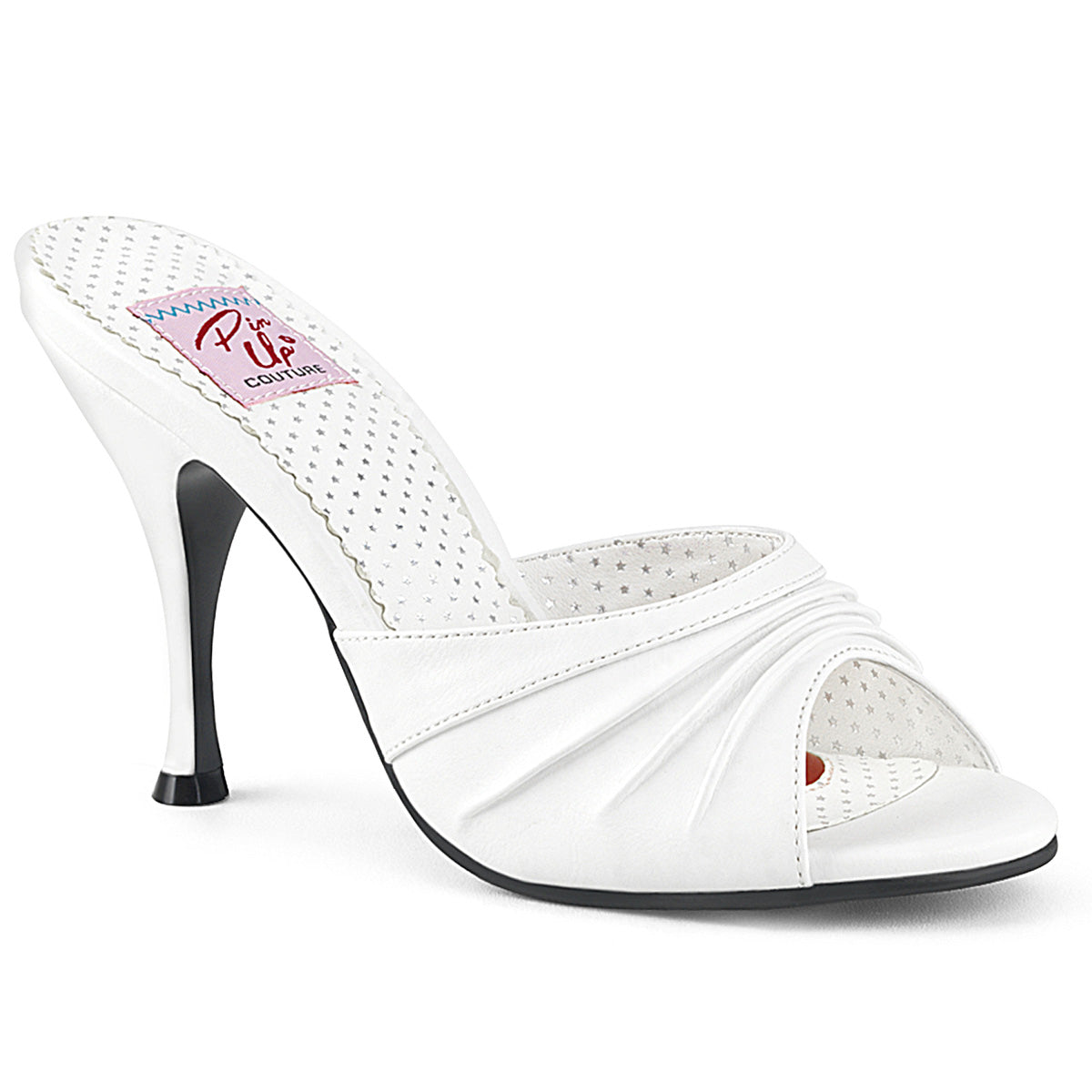 Pin Up Couture Womens Pumps MONROE-01 Wht Faux Leather