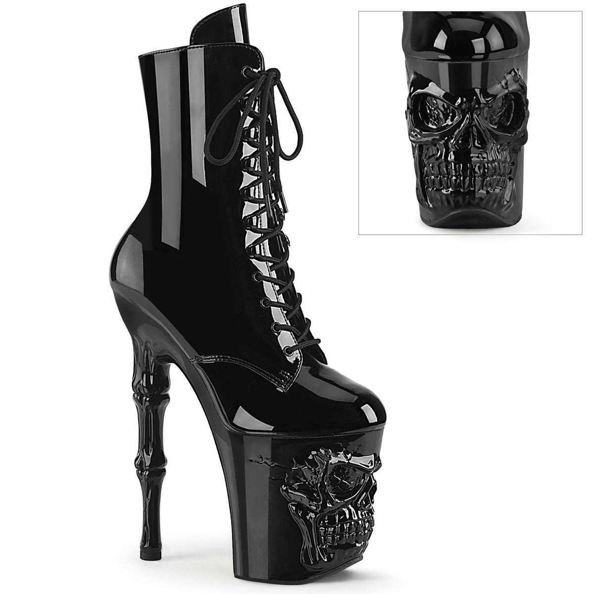 Pleaser Ankle Boots RAPTURE-1020 Blk Pat/Blk