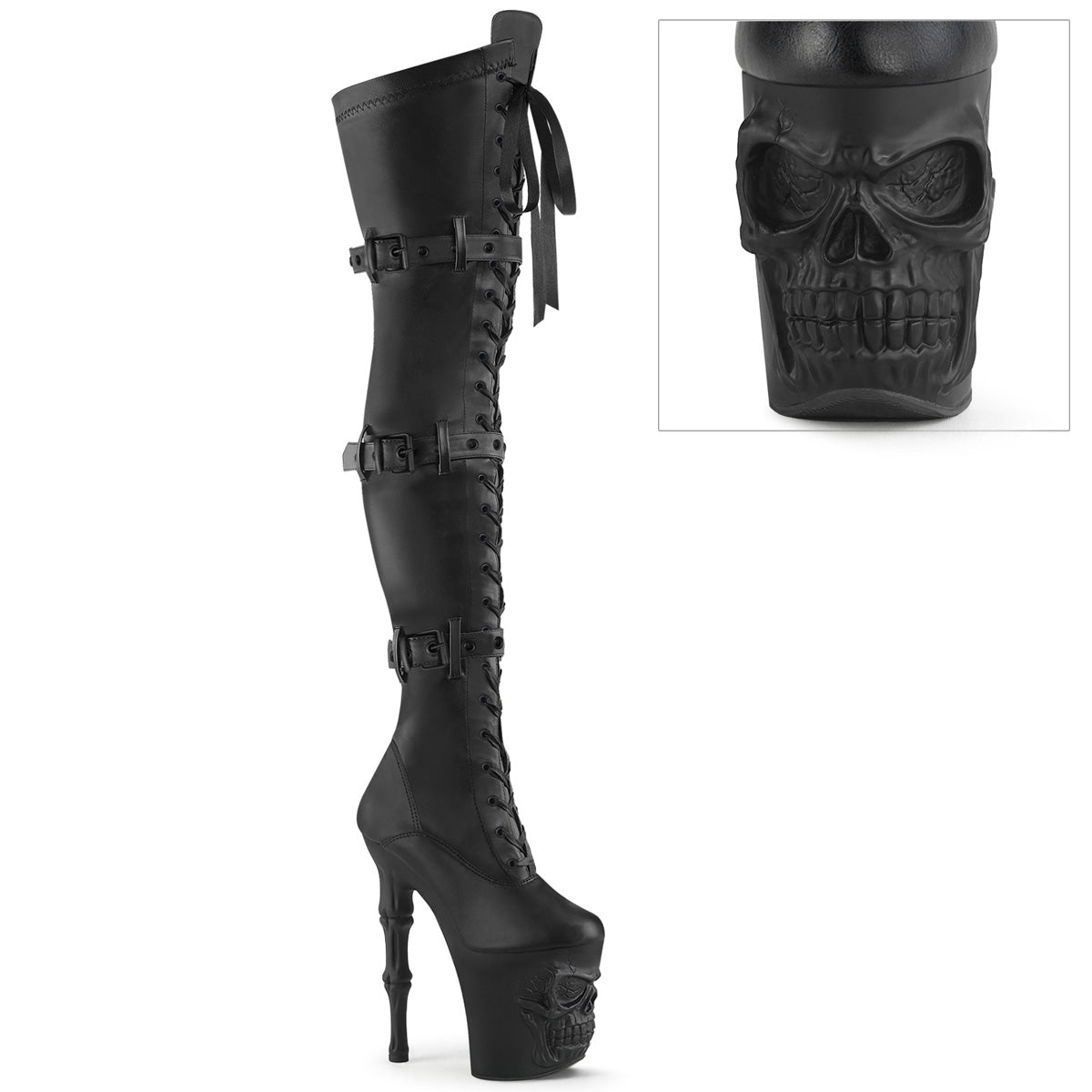 Pleaser Boots RAPTURE-3028 Blk Str. Faux Leather/Blk Matte