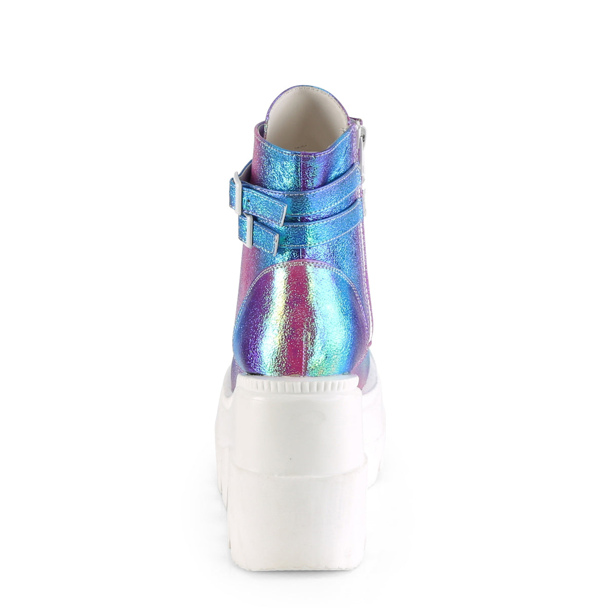 DemoniaCult Womens Ankle Boots SHAKER-52 Purple Multi Iridescent Vegan Leather