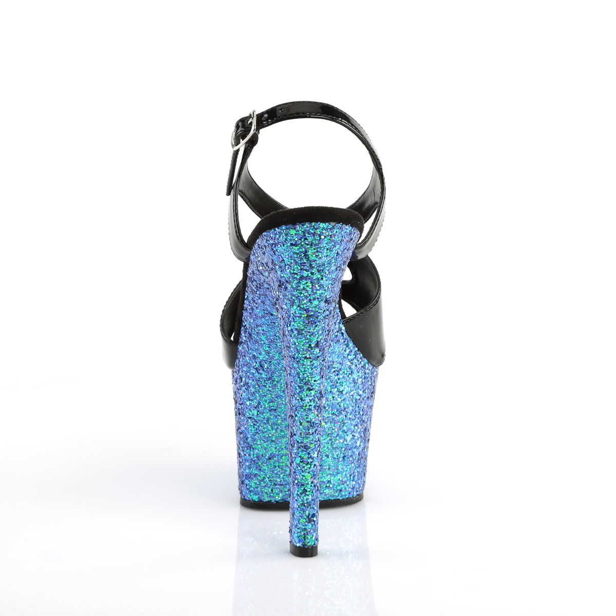 Pleaser Womens Sandals SKY-330LG Blk Pat/Blue Multi Glitter