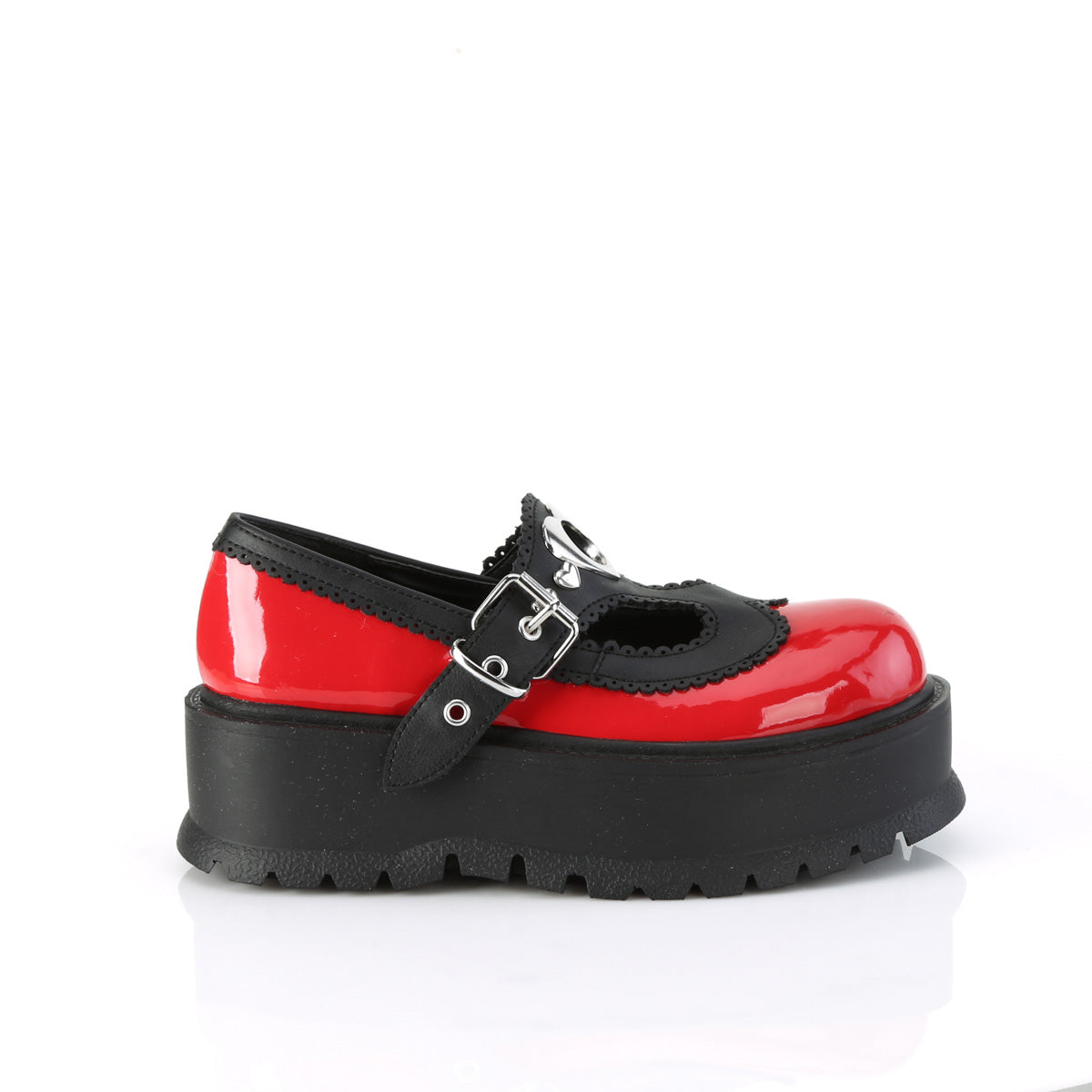 DemoniaCult SLACKER-23 Red-Blk Vegan Leather