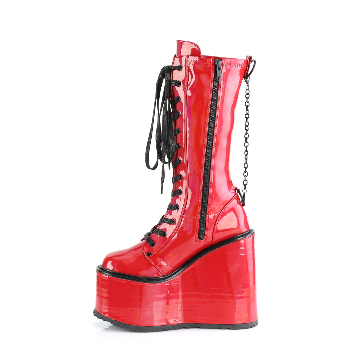 DemoniaCult Boots SWING-150 Red Holographic Stretch Pat