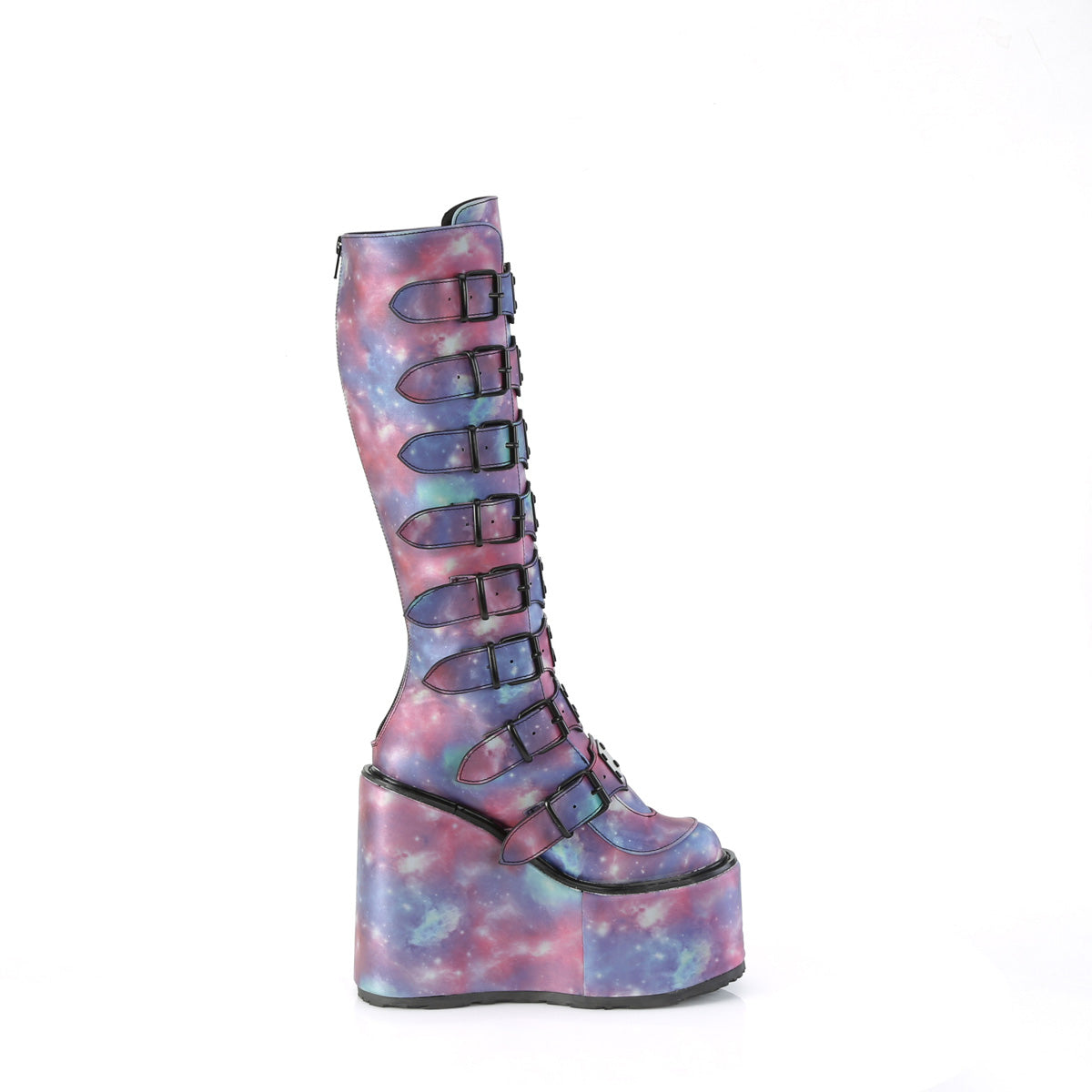 DemoniaCult Boots SWING-815 Purple-Blue Reflective Vegan Leather