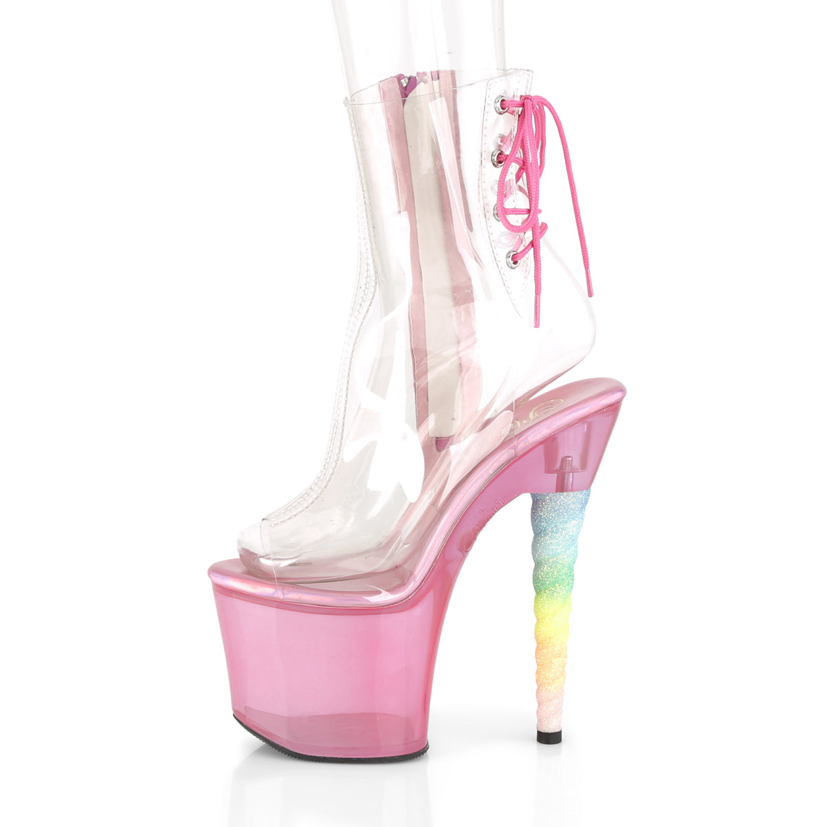 Pleaser Womens Ankle Boots UNICORN-1018C Clr/Bubble Gum Pink Tinted