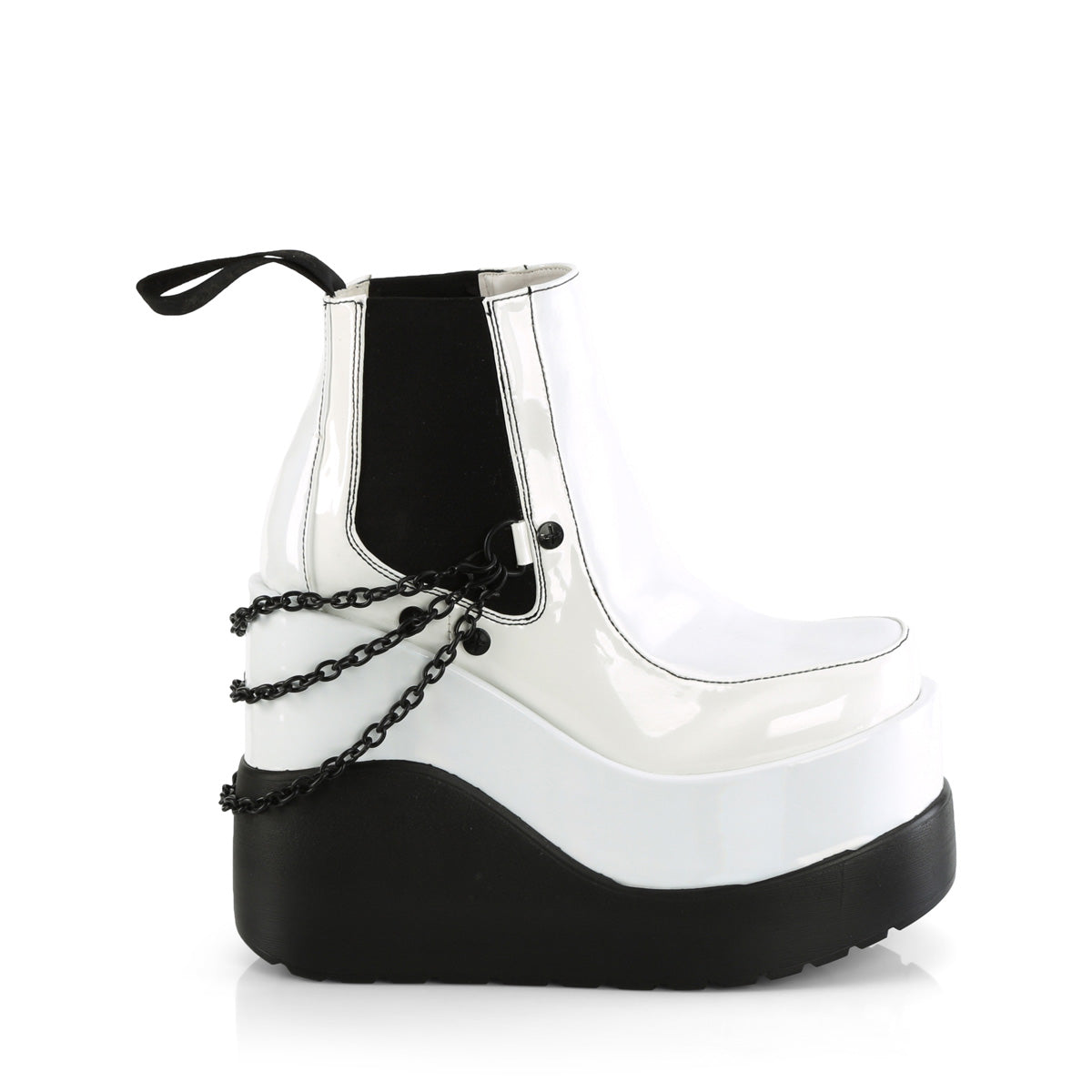 DemoniaCult Ankle Boots VOID-50 Wht Holo Pat