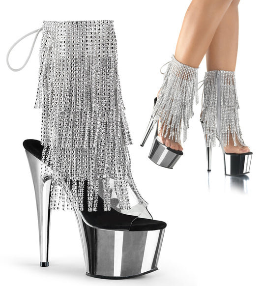 Pleaser Womens Ankle Boots ADORE-1017RSF Clr-Slv/Slv Chrome