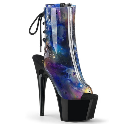 Pleaser Womens Ankle Boots ADORE-1018C-COSMOS Blue-Purple TPU/Blk