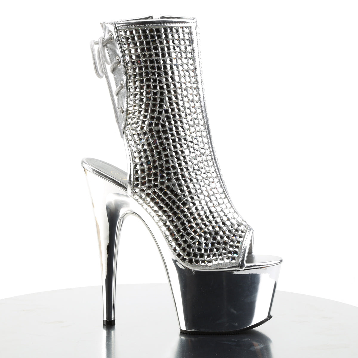 Pleaser Womens Ankle Boots ADORE-1018DCS Slv Multi RS/Slv Chrome