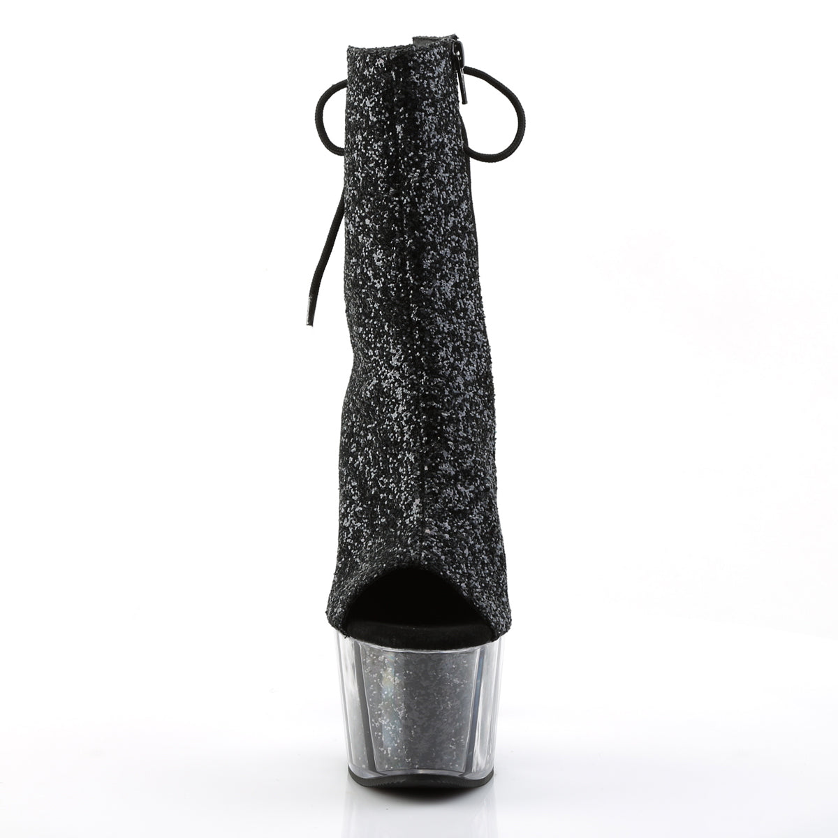 Pleaser Womens Ankle Boots ADORE-1018G Blk Glitter/Blk Glitter