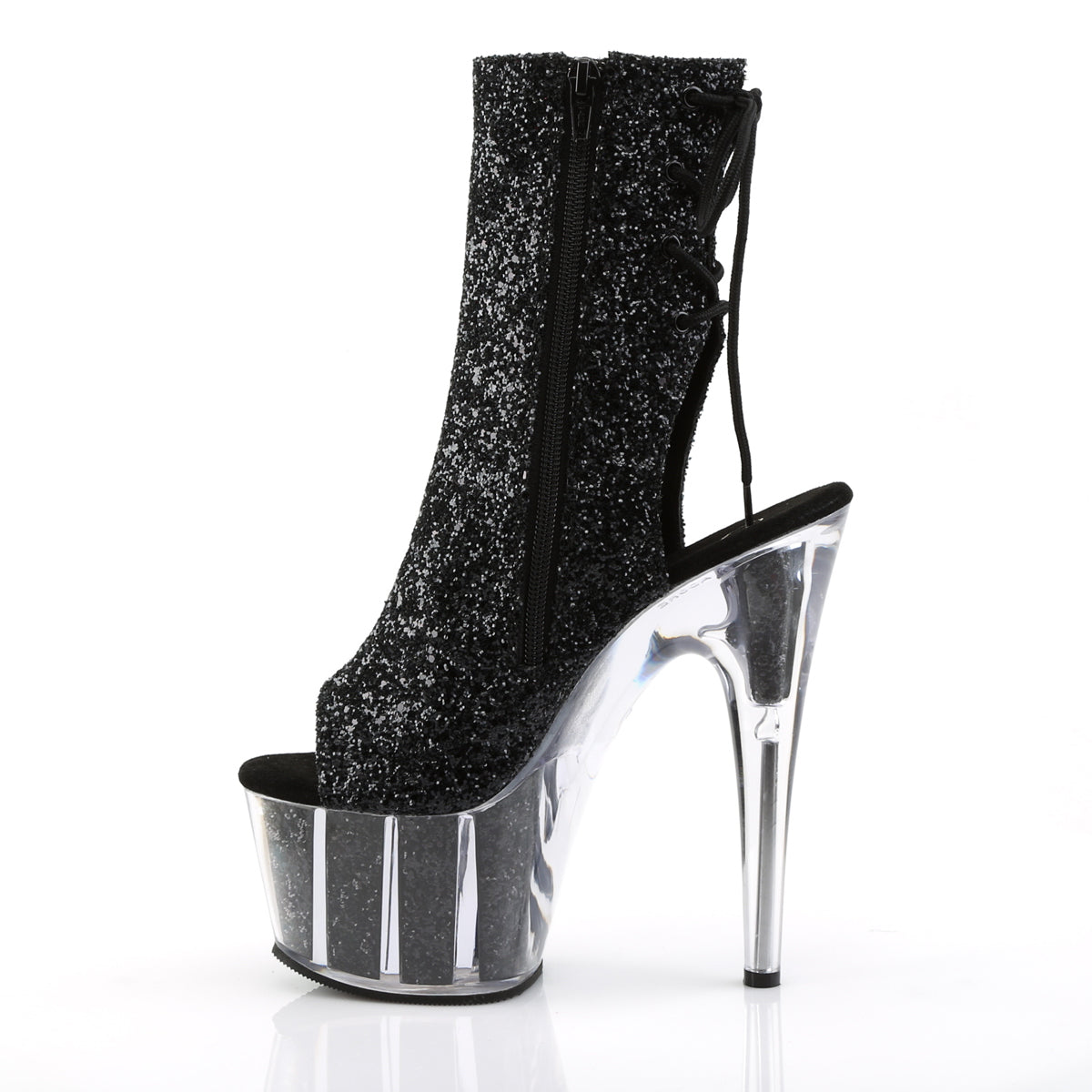 Pleaser Womens Ankle Boots ADORE-1018G Blk Glitter/Blk Glitter