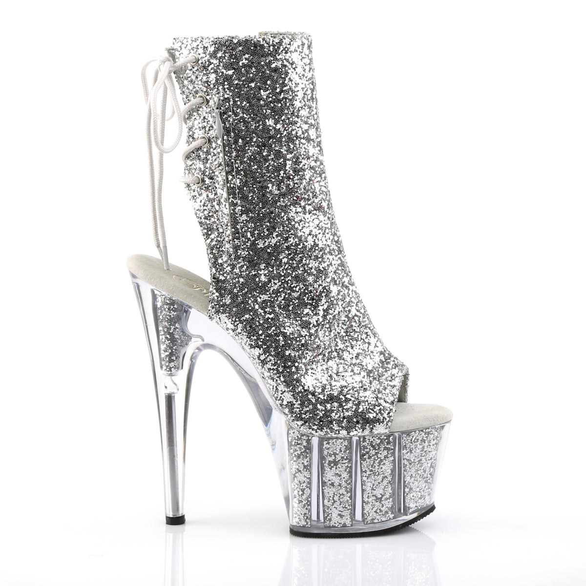 Pleaser Womens Ankle Boots ADORE-1018G Slv Glitter/Slv Glitter