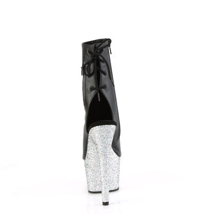 Pleaser   ADORE-1018LG Blk Faux Leather/Slv Multi Glitter
