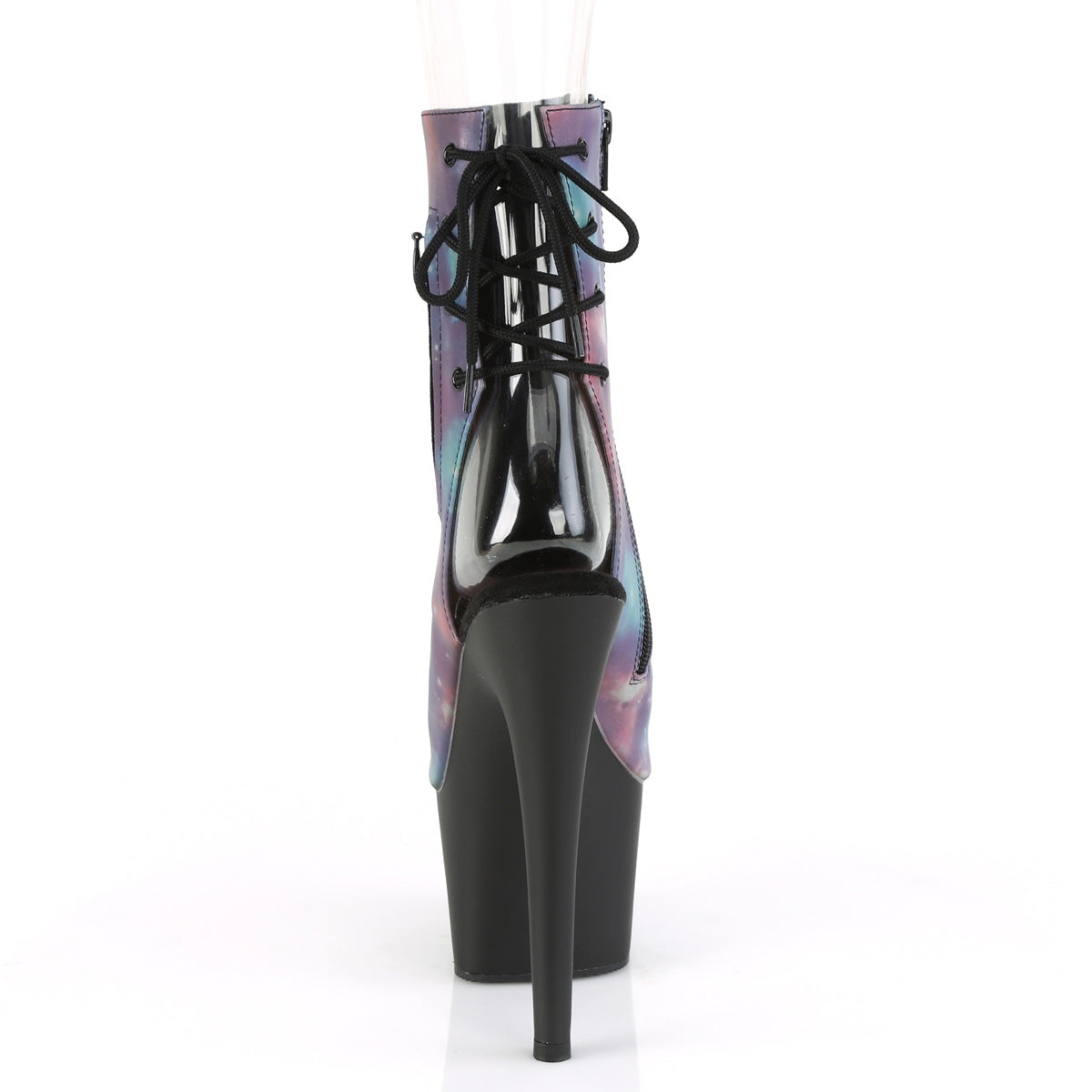 Pleaser Womens Ankle Boots ADORE-1018REFL Purple-Blue Reflective/Blk Matte
