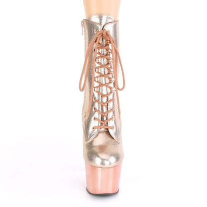 Pleaser Womens Ankle Boots ADORE-1020 Rose Gold Textured Metallic/Rose GoldChrome