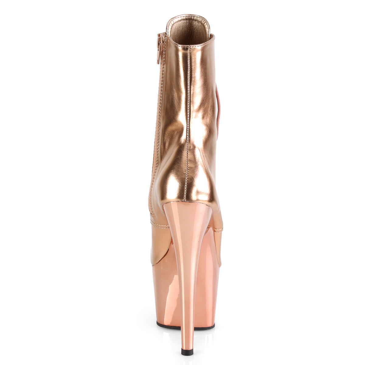 Pleaser Womens Ankle Boots ADORE-1020 Rose Gold Metallic Pu/Rose Gold Chrome