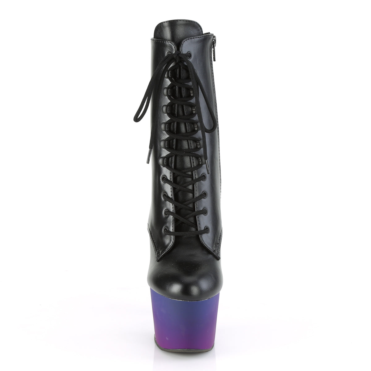 Pleaser Womens Ankle Boots ADORE-1020BP Blk Faux Leather/Blue-Purple Ombre