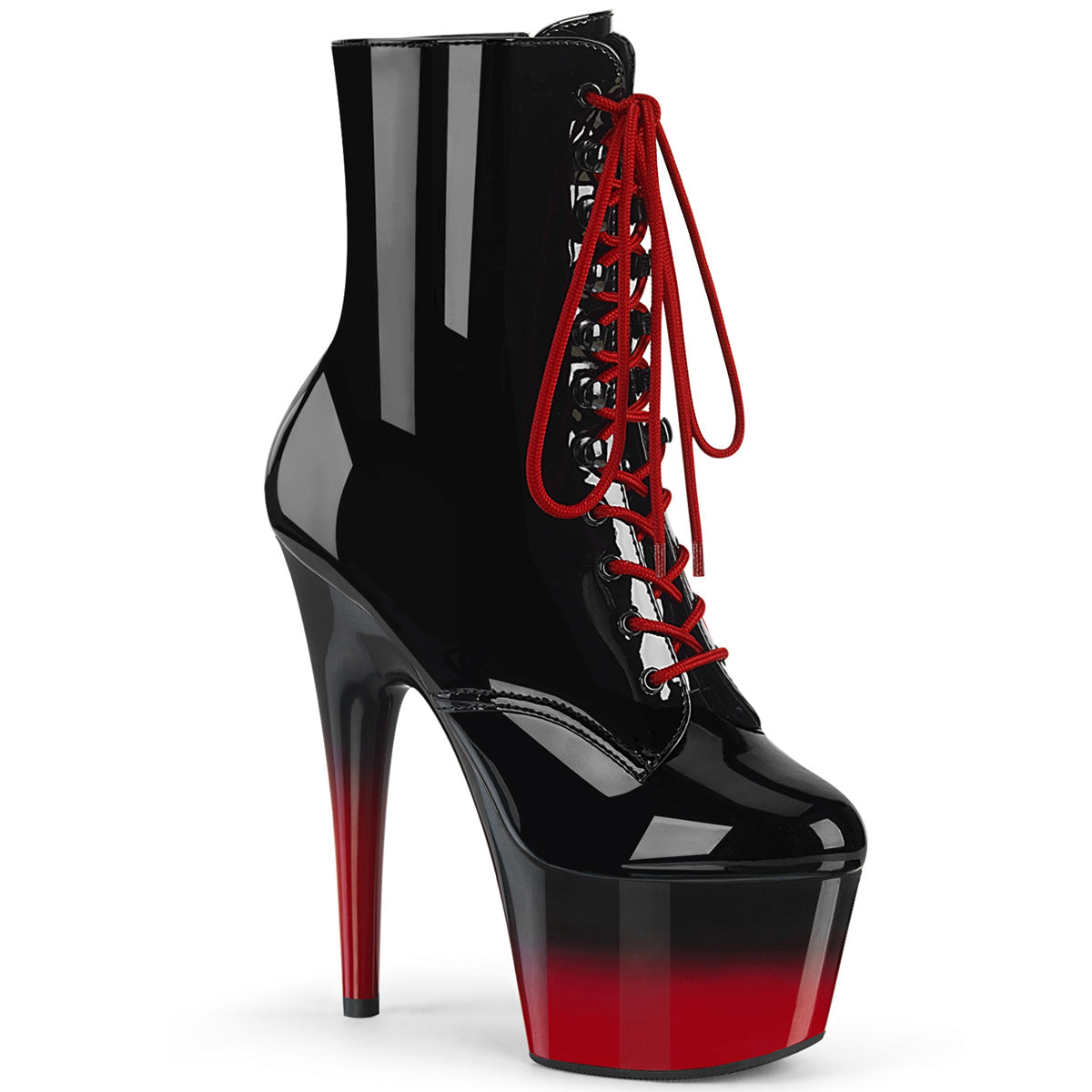 Pleaser Womens Ankle Boots ADORE-1020BR-H Blk Pat/Blk-Red