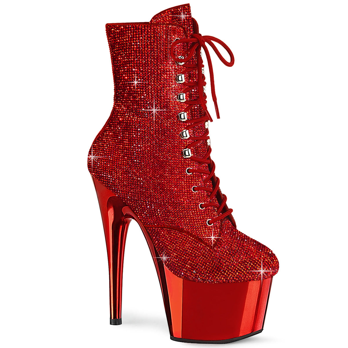 Pleaser  Ankle Boots ADORE-1020CHRS Red RS/Red Chrome