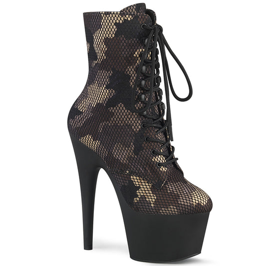 Pleaser Womens Ankle Boots ADORE-1020CM Green Camo-Mesh/Blk Matte