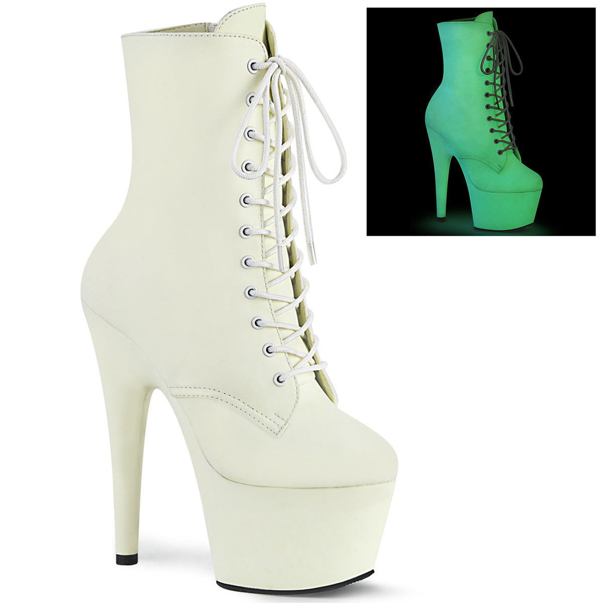 Pleaser Womens Ankle Boots ADORE-1020GD White Glow F.Leather/White Glow F.Leather