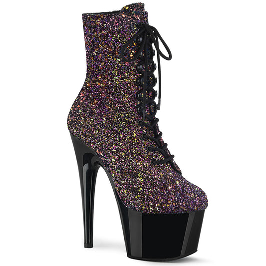Pleaser Womens Ankle Boots ADORE-1020LG Purple Multi Glitter/Blk