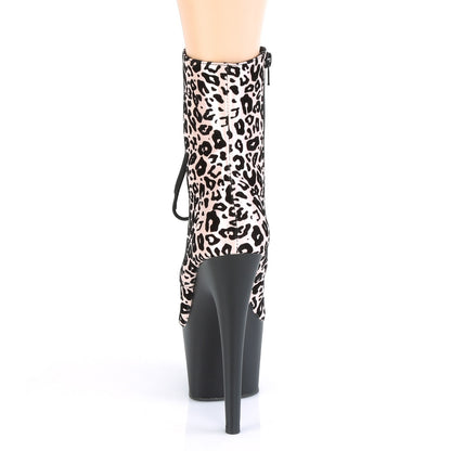 Pleaser Womens Ankle Boots ADORE-1020LP Lt. Pink Leopard Print Holo/Blk Matte