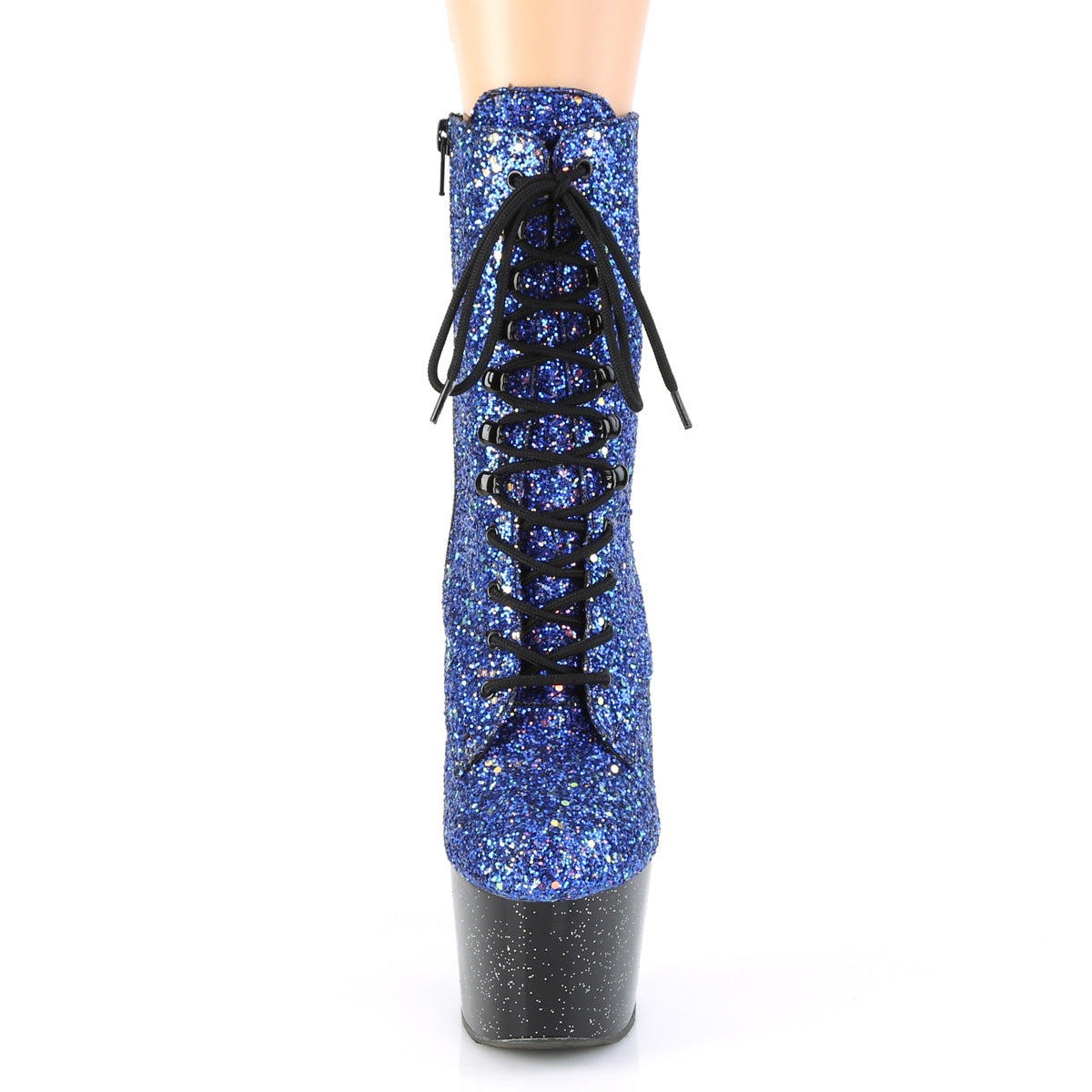Pleaser Womens Ankle Boots ADORE-1020MG Blue Multi Glitter/Blk