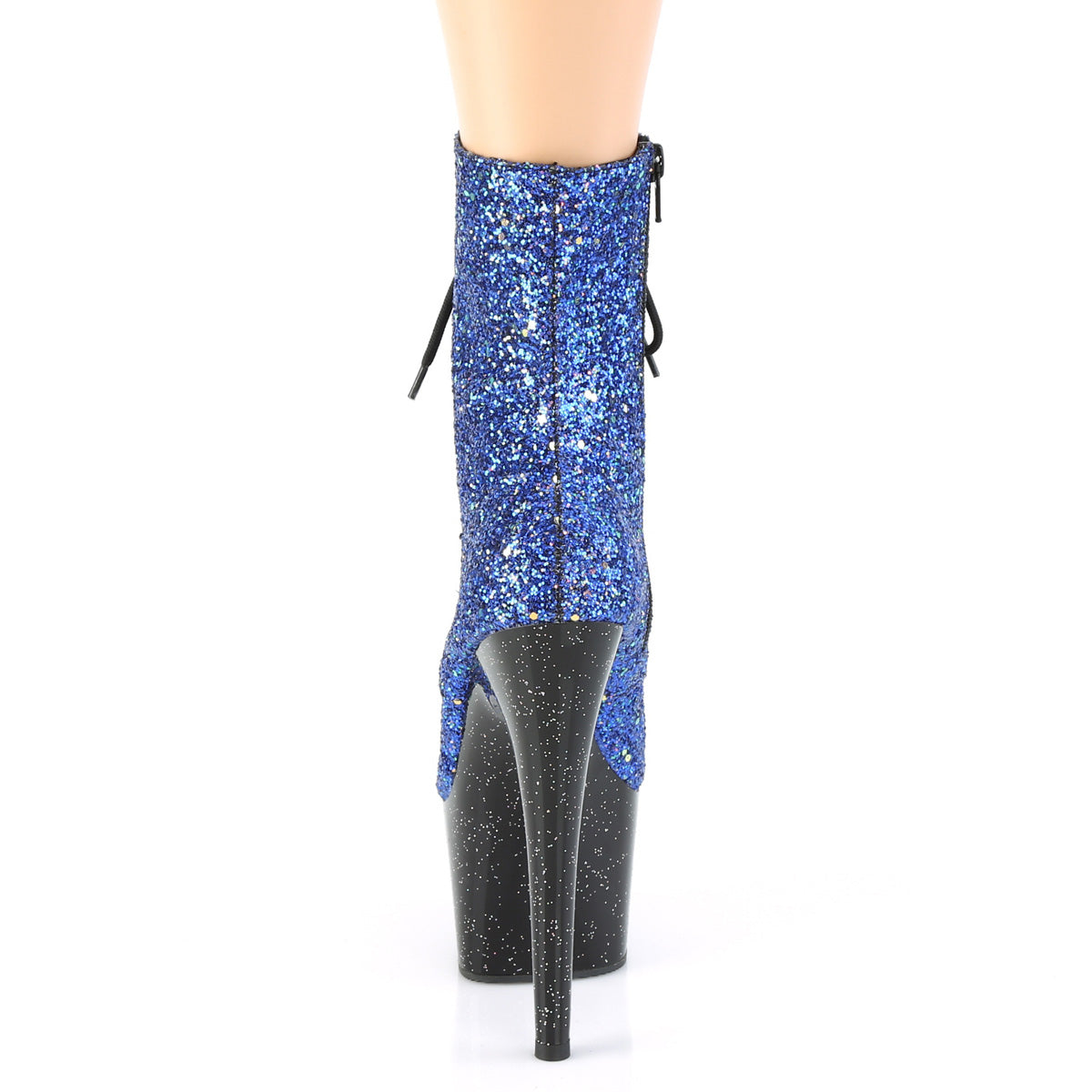 Pleaser Womens Ankle Boots ADORE-1020MG Blue Multi Glitter/Blk
